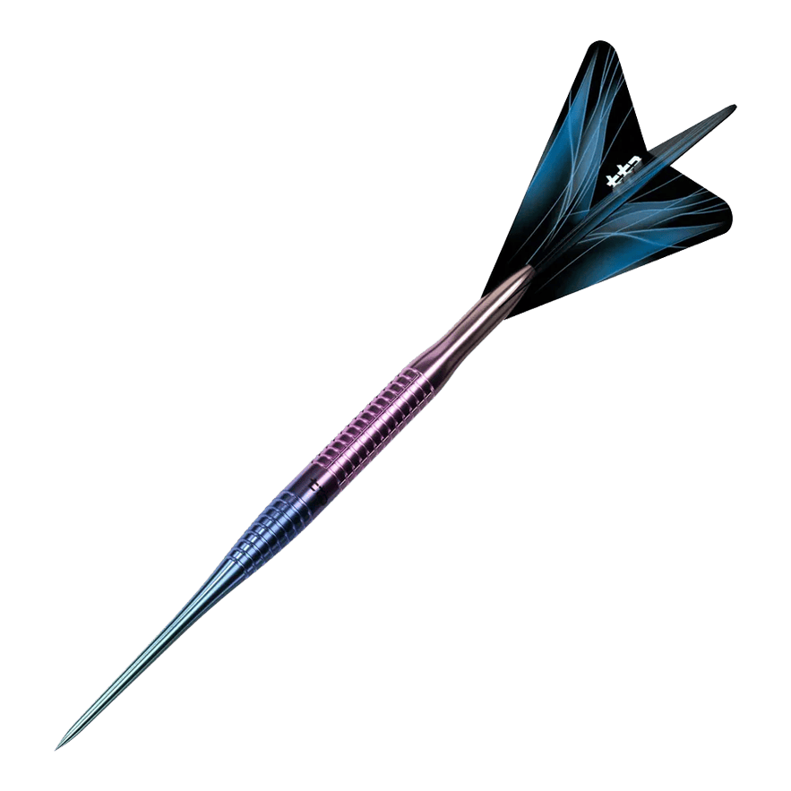 Dardos de acero arcoíris de titanio T3 Caliburn TTD Complete - 7 g Abgebildet ist der Caliburn TTD Complete Titanium T3 Rainbow Steeldarts - 7g. Der Dartpfeil weist eine schillernde Regenbogen-Optik auf.