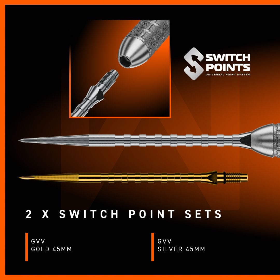 Dardos de acero Winmau Gian Van Veen W-MAX Switch Point Winmau Gian Van Veen W-MAX Switch Point Steeldarts werden im Bild präsentiert. Die Darts sind klar und deutlich zu erkennen.
