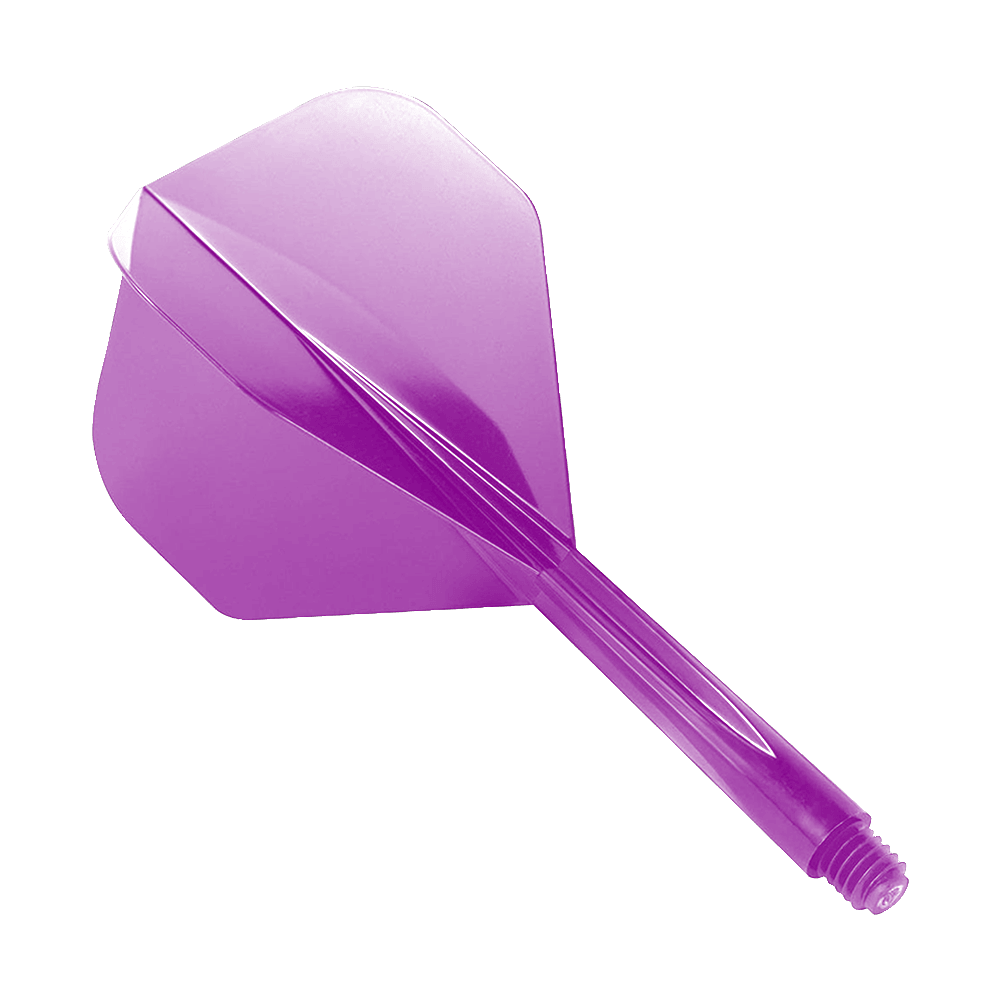 Estándar del sistema de vuelo Condor Axe Purple Auf dem Bild ist ein lilafarbener Dart-Flight mit integriertem Shaft zu sehen. Es handelt sich um das Produkt „Condor Axe Purple Flight-System Standard“.