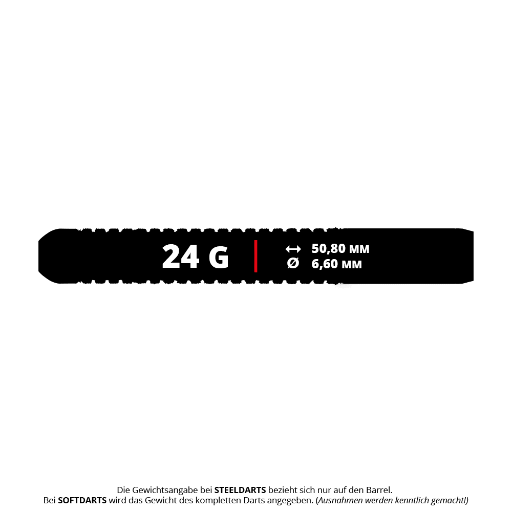 Red Dragon 50 Year Collection Element 6 B Steeldarts mit 24g Gewicht. Das Bild zeigt die Dartpfeile in der limitierten Jubiläumsedition.