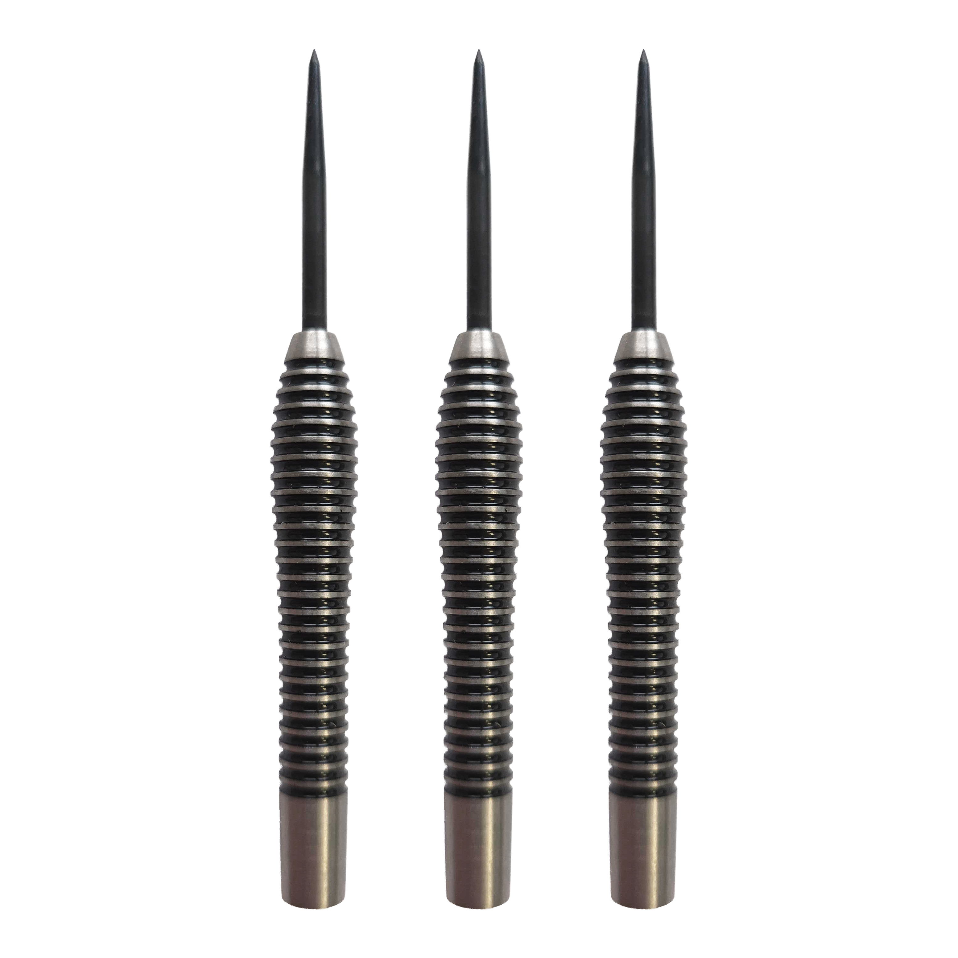Barriles de acero McDart Black Ring Teardrop - 24 g Abgebildet ist das Produkt McDart Black Ring Teardrop Steeldart-Barrels - 24g. Es handelt sich um ein Set von Steeldart-Barrels in schwarz mit Ringdesign.