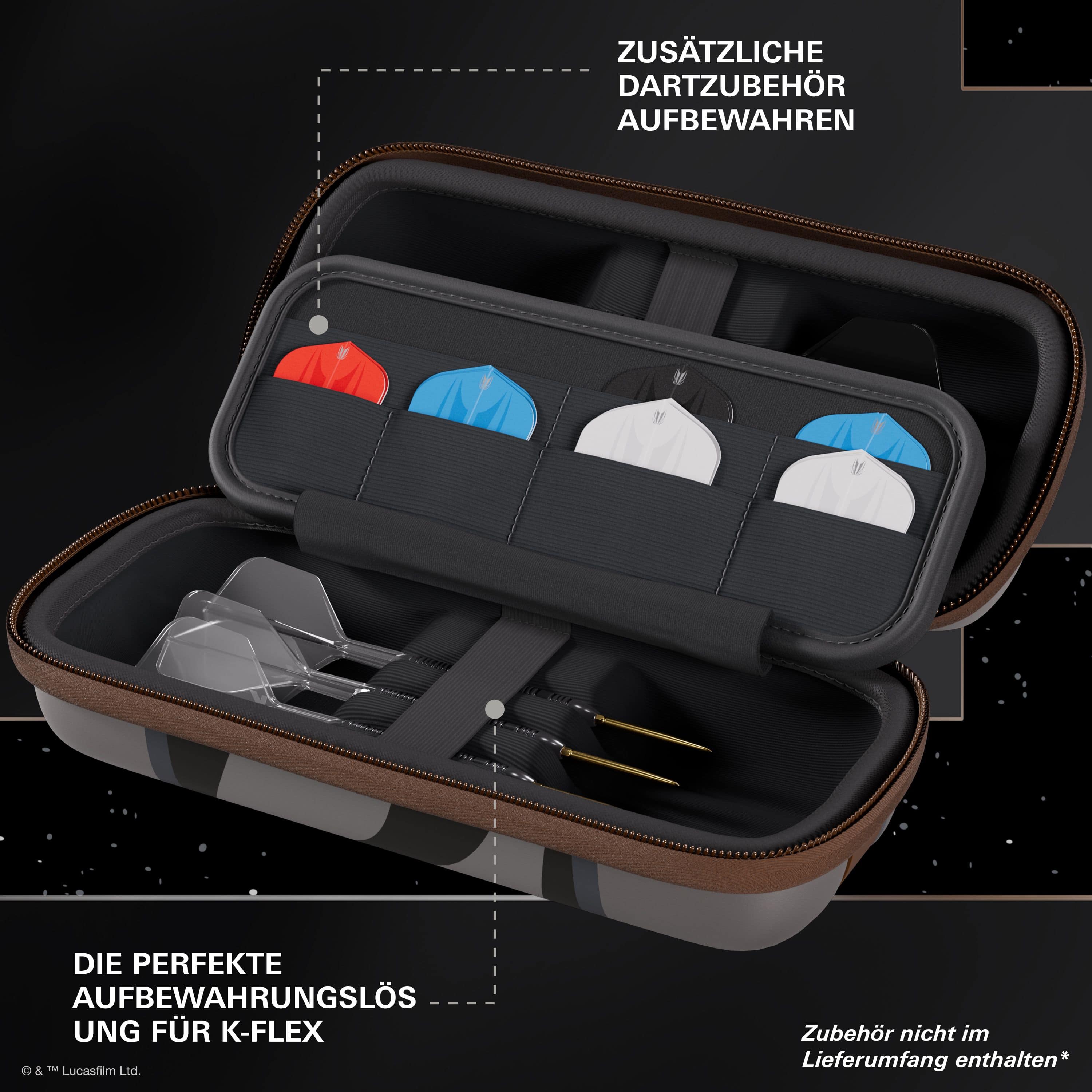 Estuche para dardos Star Wars Boa de Target - Mandalorian Zu sehen ist das Target Star Wars Boa Dartcase - Mandalorian. Das Produkt zeigt eine Mandalorianische Grafik aus Star Wars.