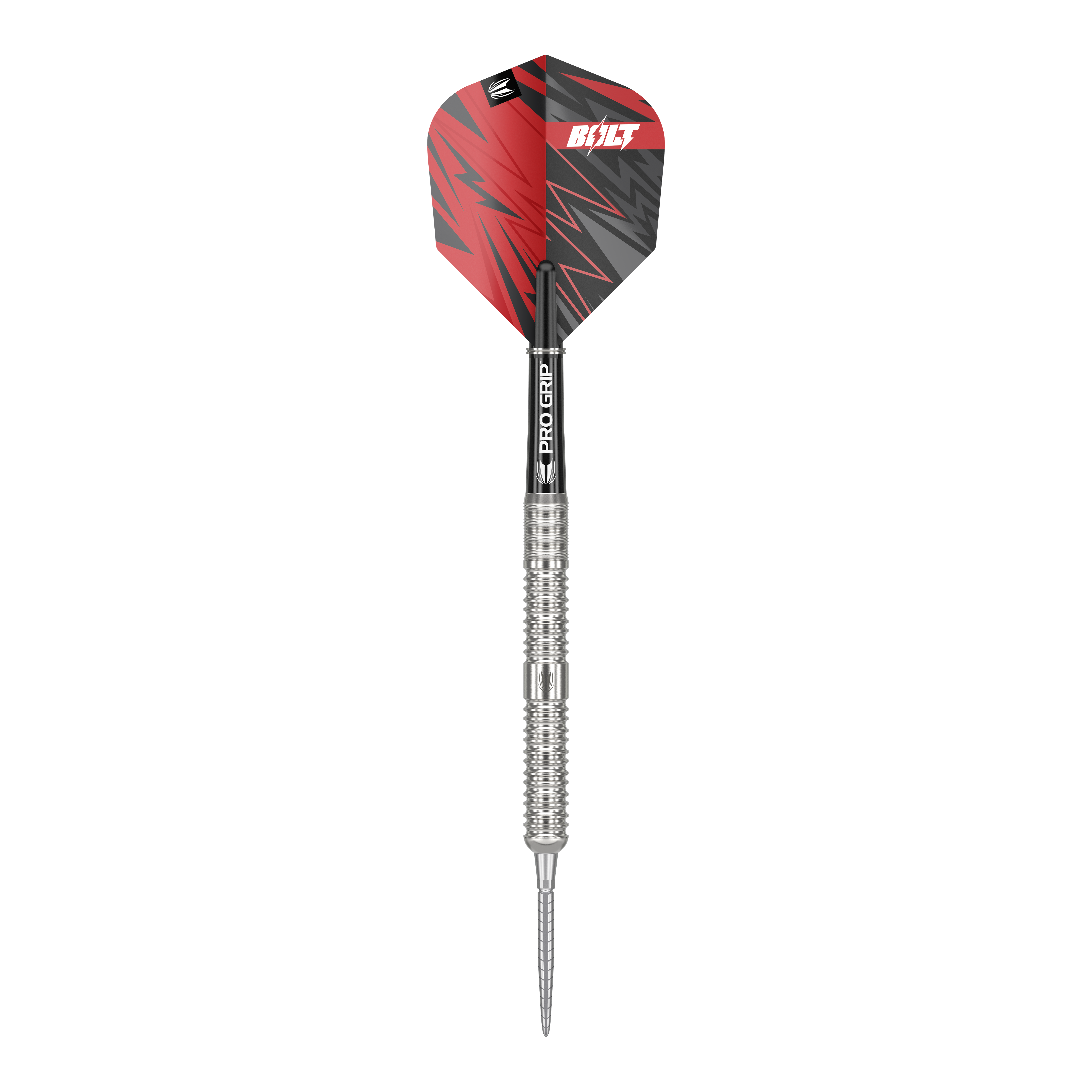 Dardos de acero Target Sebastian Bialecki GEN1 Swiss Point - 22 g Dies ist ein Steeldart namens „Target Sebastian Bialecki GEN1 Swiss Point“ mit einem Gewicht von 22 Gramm. Der Dart hat eine silberne Spitze und Schaft, sowie ein rotes und schwarzes Flight-Design.