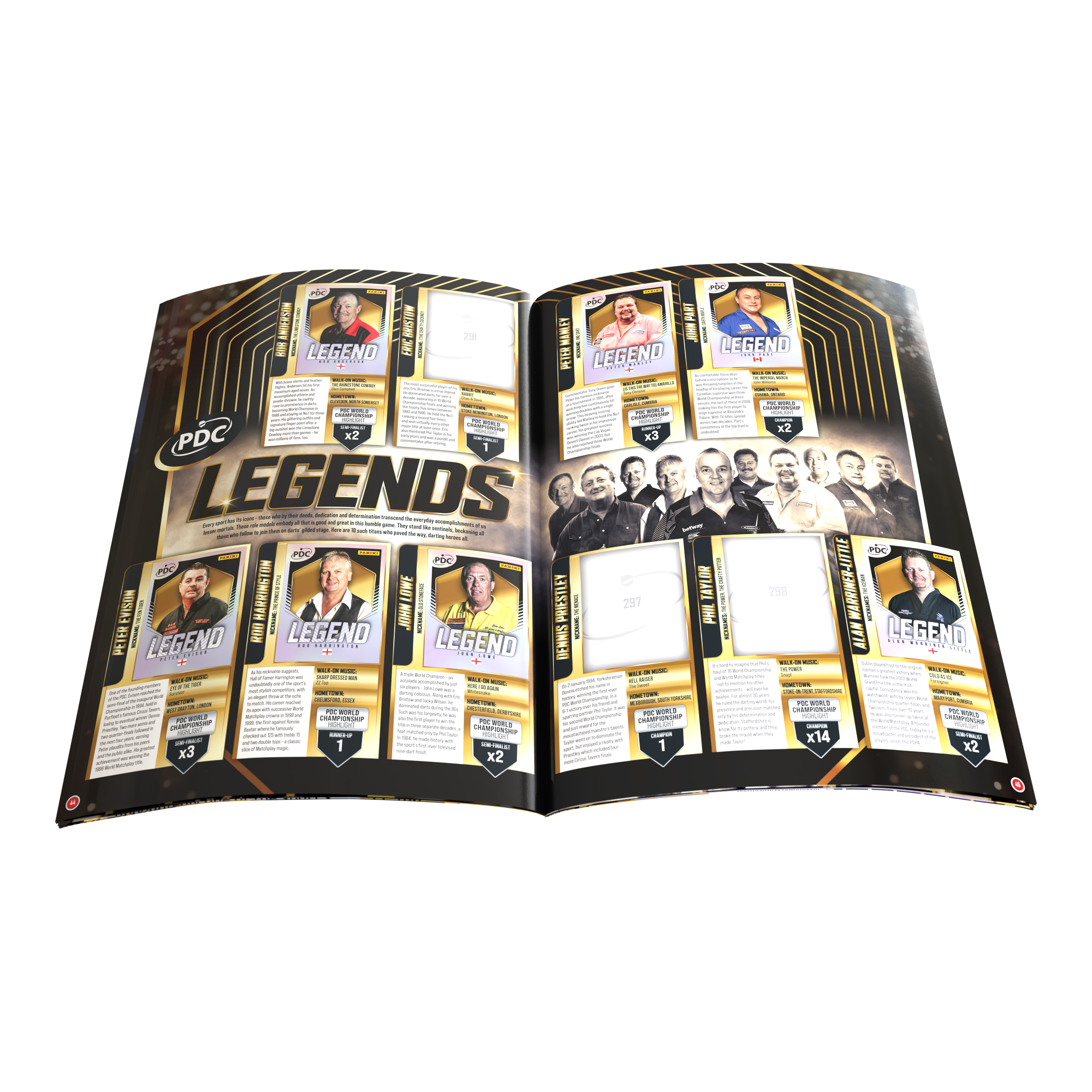 Zu sehen ist das Panini PDC World Darts Championship 2025/26 - Official Sticker Hardcover Sammelalbum. Es wurde für Sticker der Darts-WM 2025/26 entworfen.