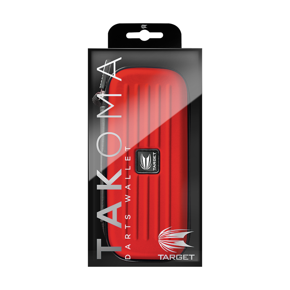125821_Target_Takoma_Dartwallet_Rot_3 Das Bild zeigt ein Produkt namens "Target Takoma Dartwallet" in einer Verpackung. Das Etui ist rot und für die Aufbewahrung von Dartzubehör gedacht.