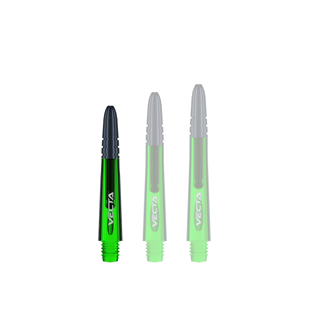 7025-104_Winmau_Vecta_Shafts_Gr-n_34mm_1 Das Bild zeigt ein Set von Winmau Vecta Shafts. Die Dartschäfte sind in einer auffälligen Farbe gehalten.