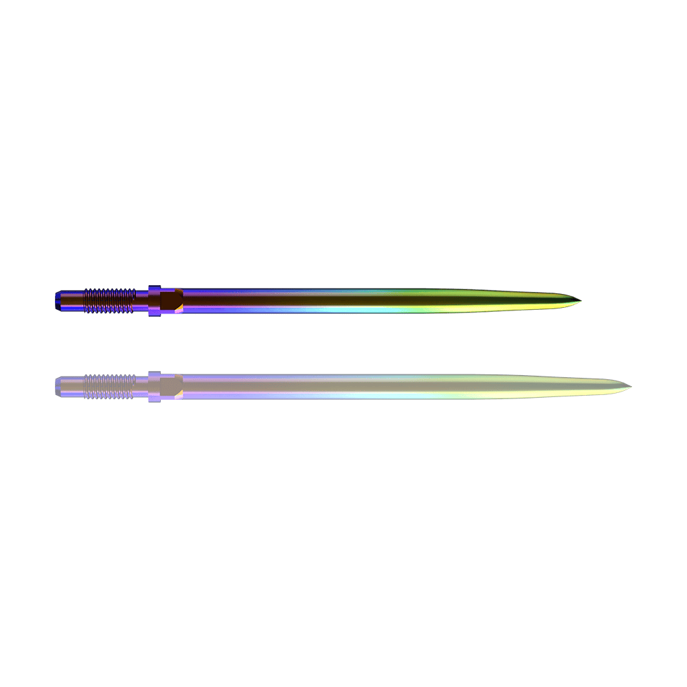 Puntas de dardo convertibles Bulls NL - Lisas - Arcoíris Ein Bild mit dem Dateinamen BU57716_BullsNL_Convertible_Points_Smooth_Rainbow_36mm_1. Es zeigt vermutlich einen Dartspitzen-Artikel in Regenbogenfarben.