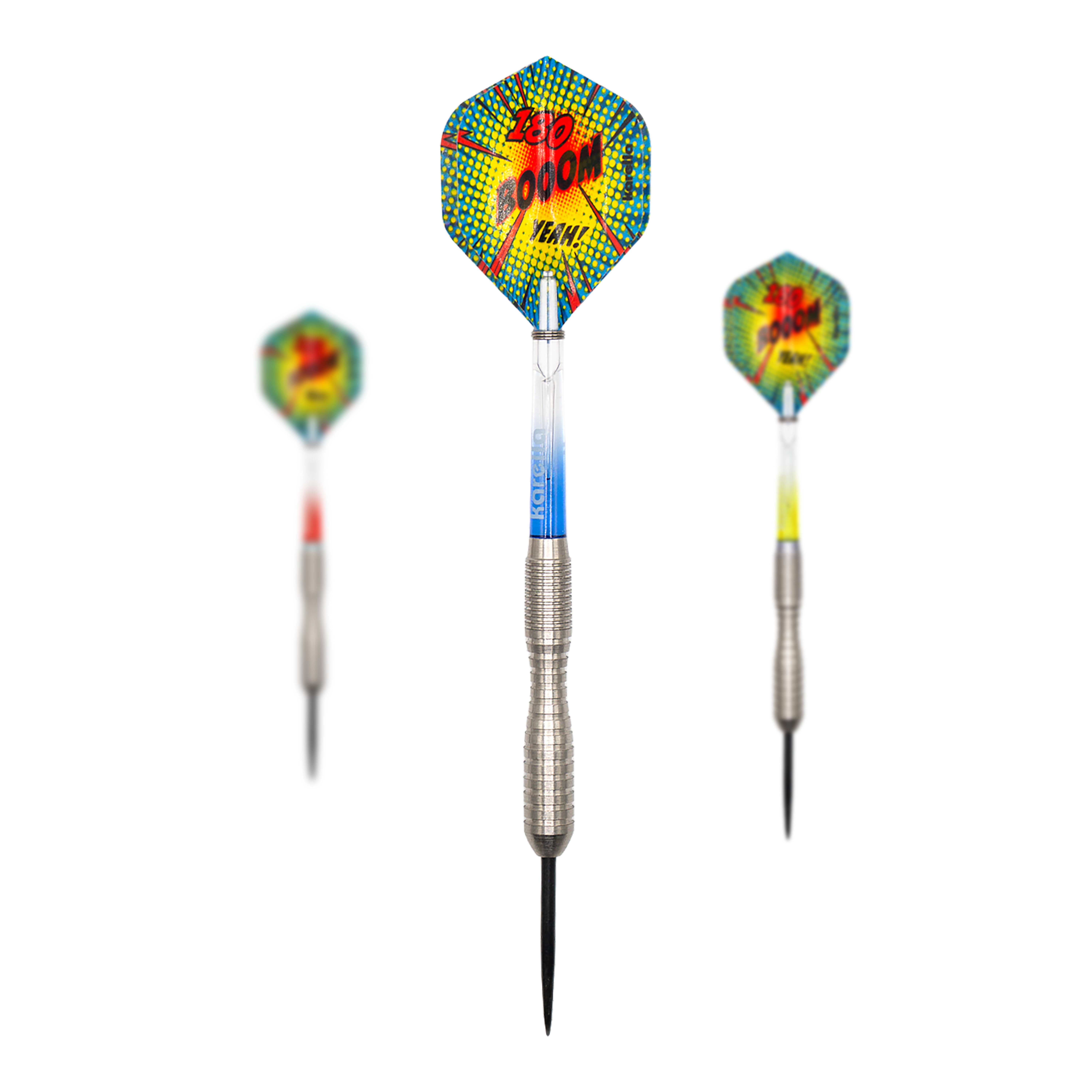 Dardos de acero Karella Comic Line CL-3 - 24 g Dieses Bild zeigt ein Set der Karella Comic Line CL-3 Steeldarts mit 24 Gramm Gewicht. Das Set eignet sich ideal für Präzisionswürfe.