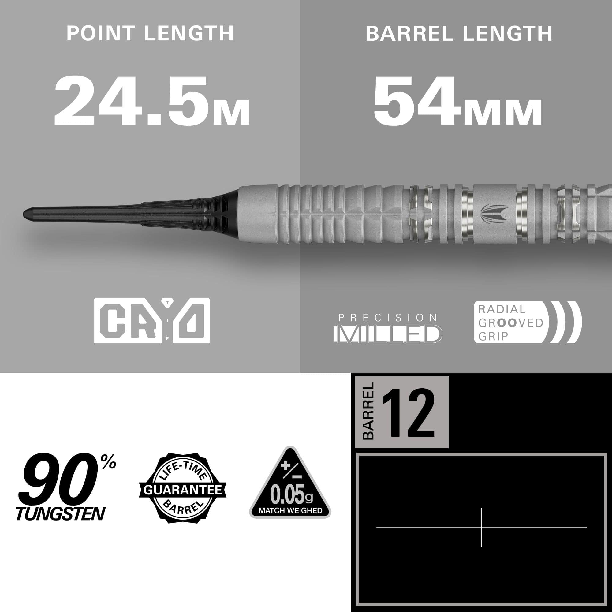 Dardos blandos Target Cryo 12 Target Cryo 12 Softdarts sind hier zu sehen. Sie überzeugen durch ein einzigartiges Design und hohe Qualität.