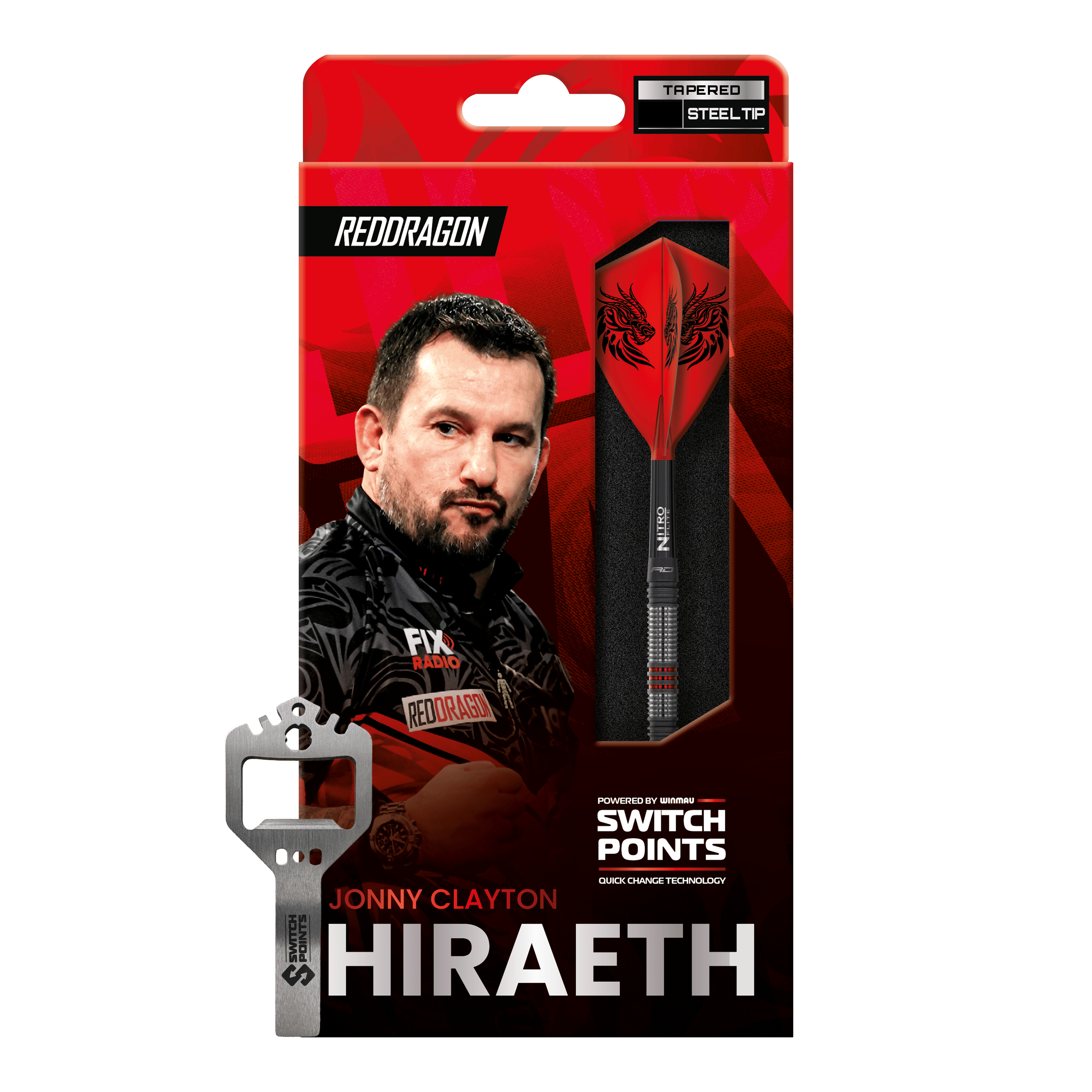 Red Dragon Jonny Clayton Hireath Switch Point Dardos de acero Red Dragon Jonny Clayton Hireath Switch Point Steeldarts sind abgebildet. Die Darts zeichnen sich durch ihr elegantes Design und hochwertige Verarbeitung aus.