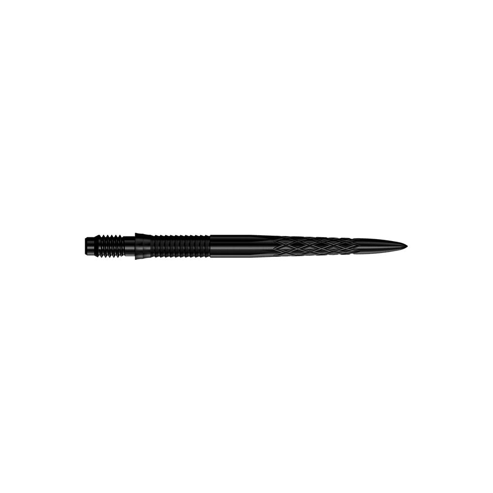 Puntas de dardo Mission R2.5 Rapid Point DSX - Negras Abgebildet sind schwarze Dartspitzen mit einer Länge von 30 mm. Die Spitzen liegen parallel zueinander.