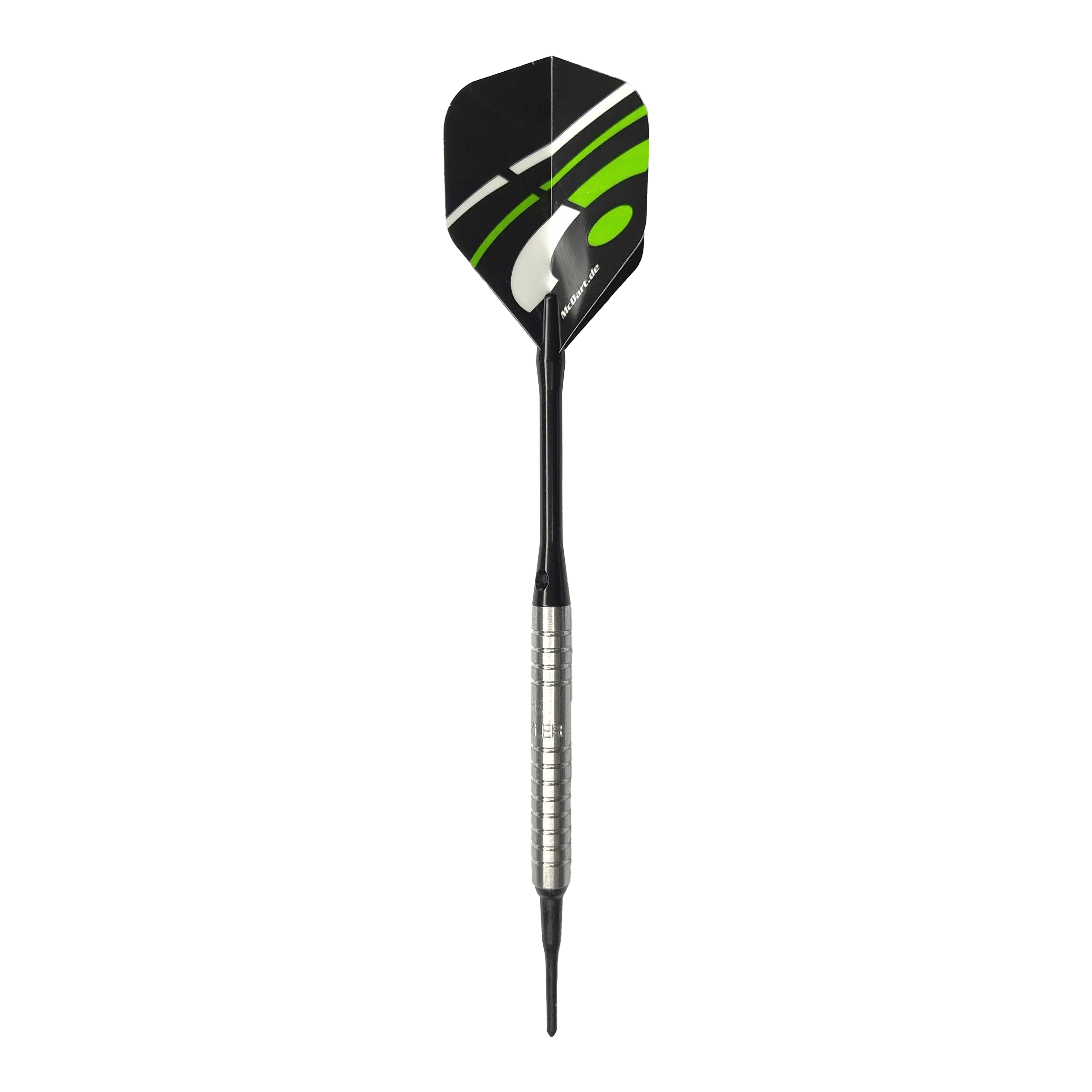 Dardos blandos McDart 85 Tungsten V16 - 16,5 g Ein McDart 85er Tungsten V16 Softdart - 16,5g ist abgebildet. Die Form ist schmal und lang.