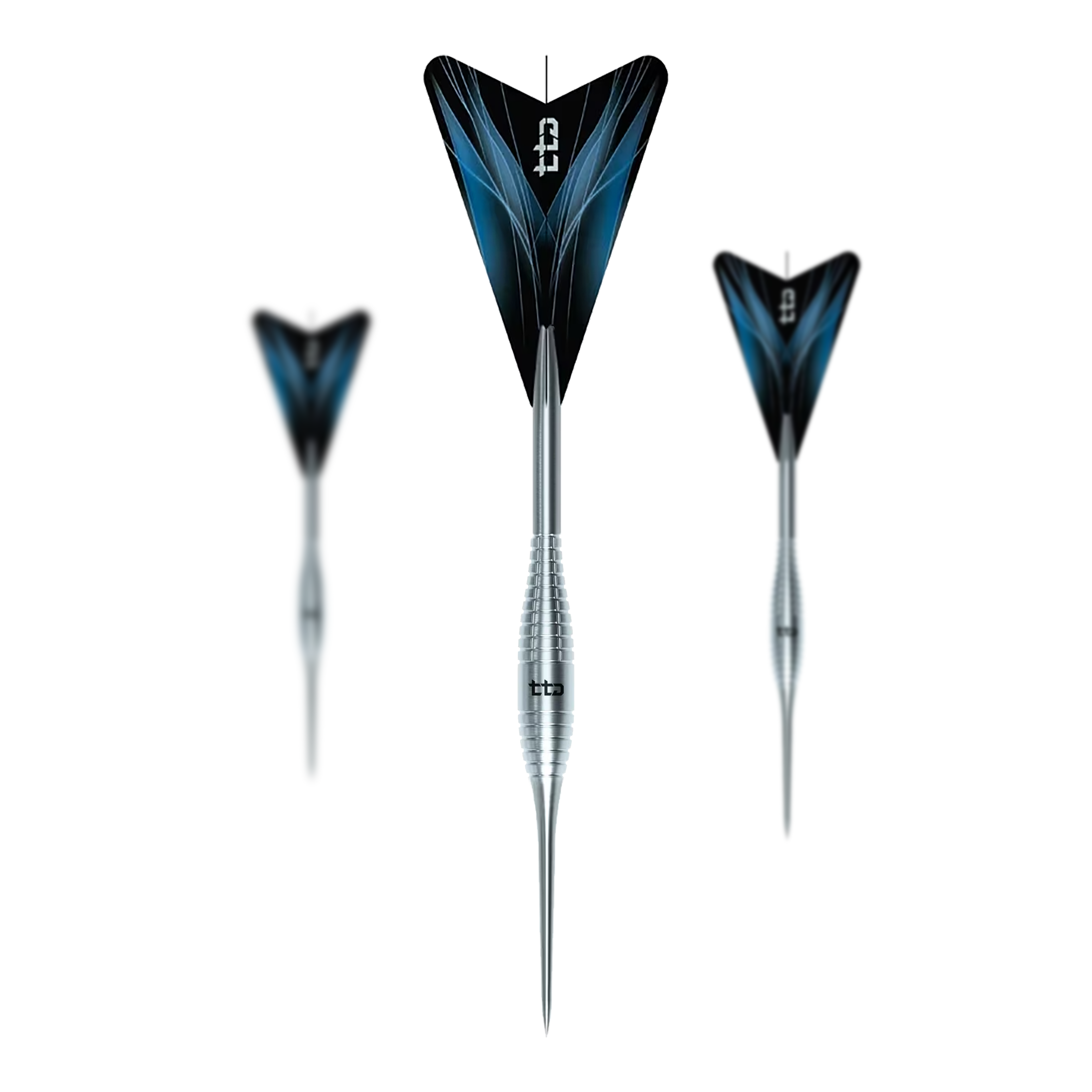 Dardos de acero Caliburn TTD Complete Titanium T2 Silver - 6 g Das Bild zeigt die Caliburn TTD Complete Titanium T2 Silver Steeldarts - 6g als Set. Es handelt sich um hochwertige Steeldarts aus Titan mit einem Gewicht von 6 Gramm.