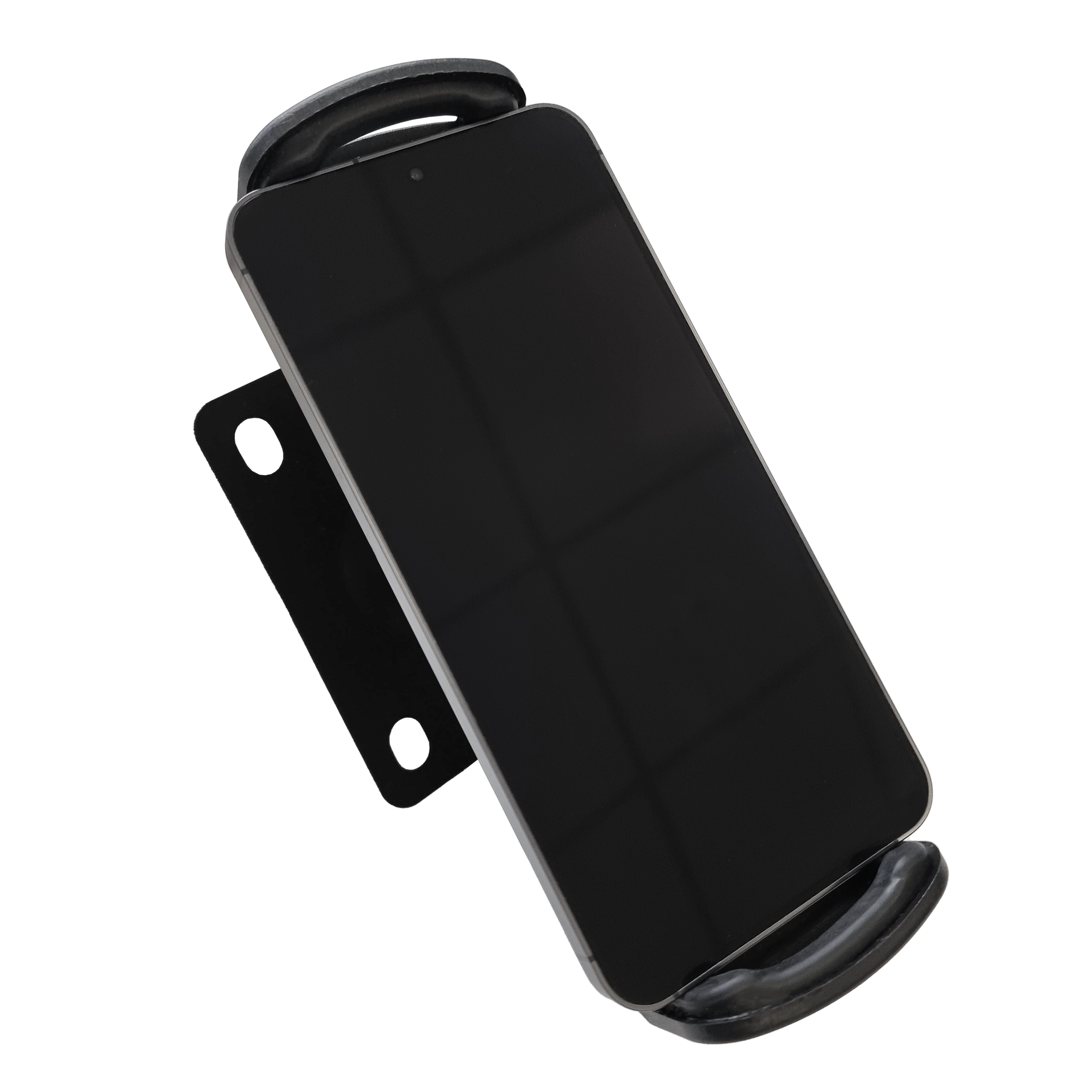 Soporte de pared para tablet McDart TABSteady Die Abbildung zeigt die McDart TABSteady Tablet Wandhalterung mit einem eingespannten Tablet. Die Halterung ist stabil und zur Wandmontage geeignet.