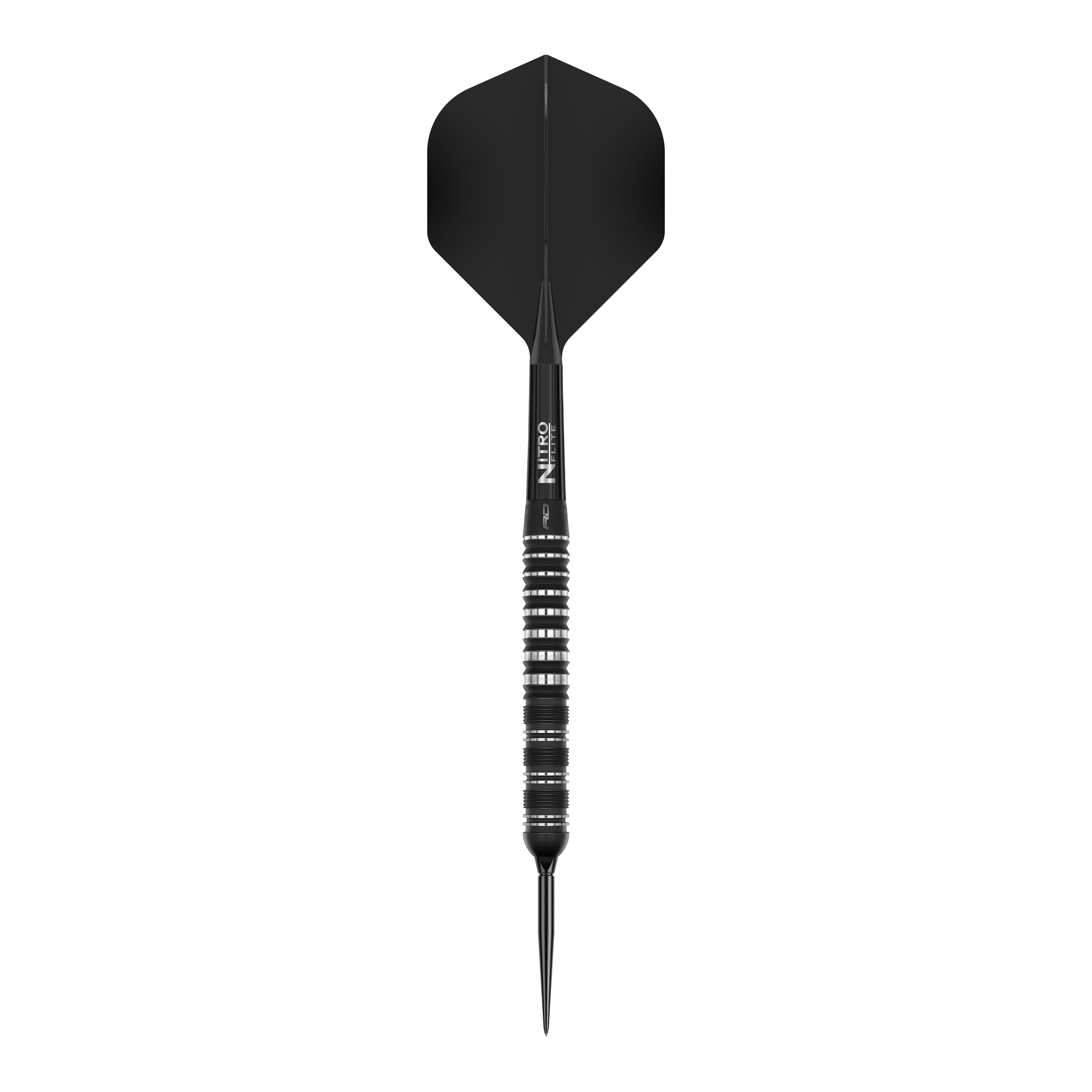 Dardos de acero Red Dragon Sable Parallel Switch Point Das Bild zeigt die Red Dragon Sable Parallel Switch Point Steeldarts. Drei silberne Darts sind nebeneinander angeordnet gezeigt.