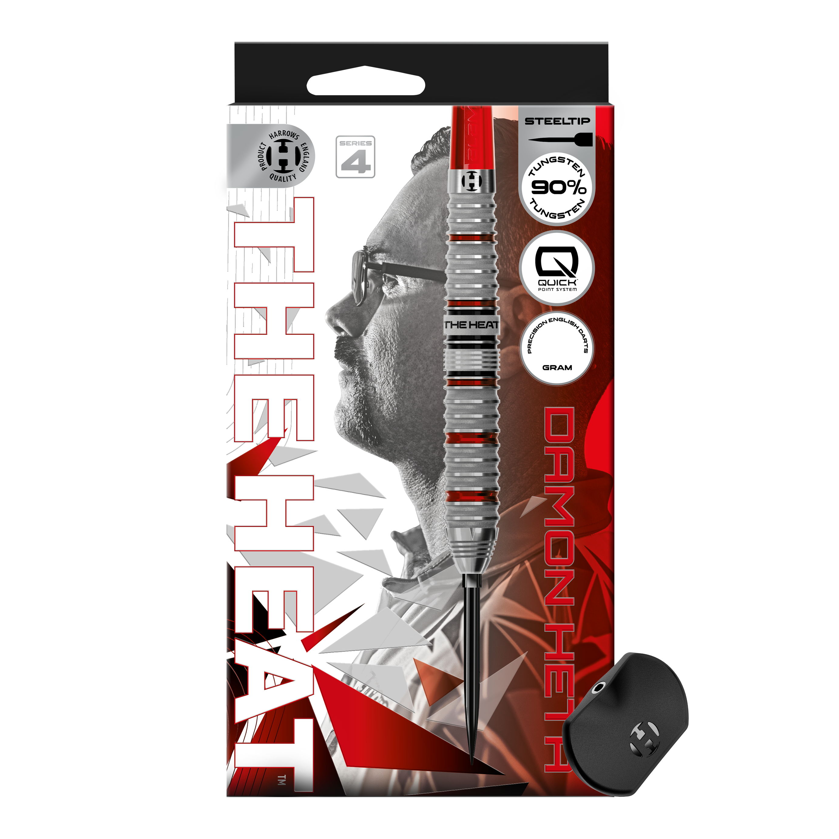 Dardos de acero Harrow Damon Heta Serie 4 Quick Point Abgebildet sind die Harrows Damon Heta Series 4 Quick Point Steeldarts. Diese Darts zeichnen sich durch ein modernes Design und ausgezeichnete Flugeigenschaften aus.