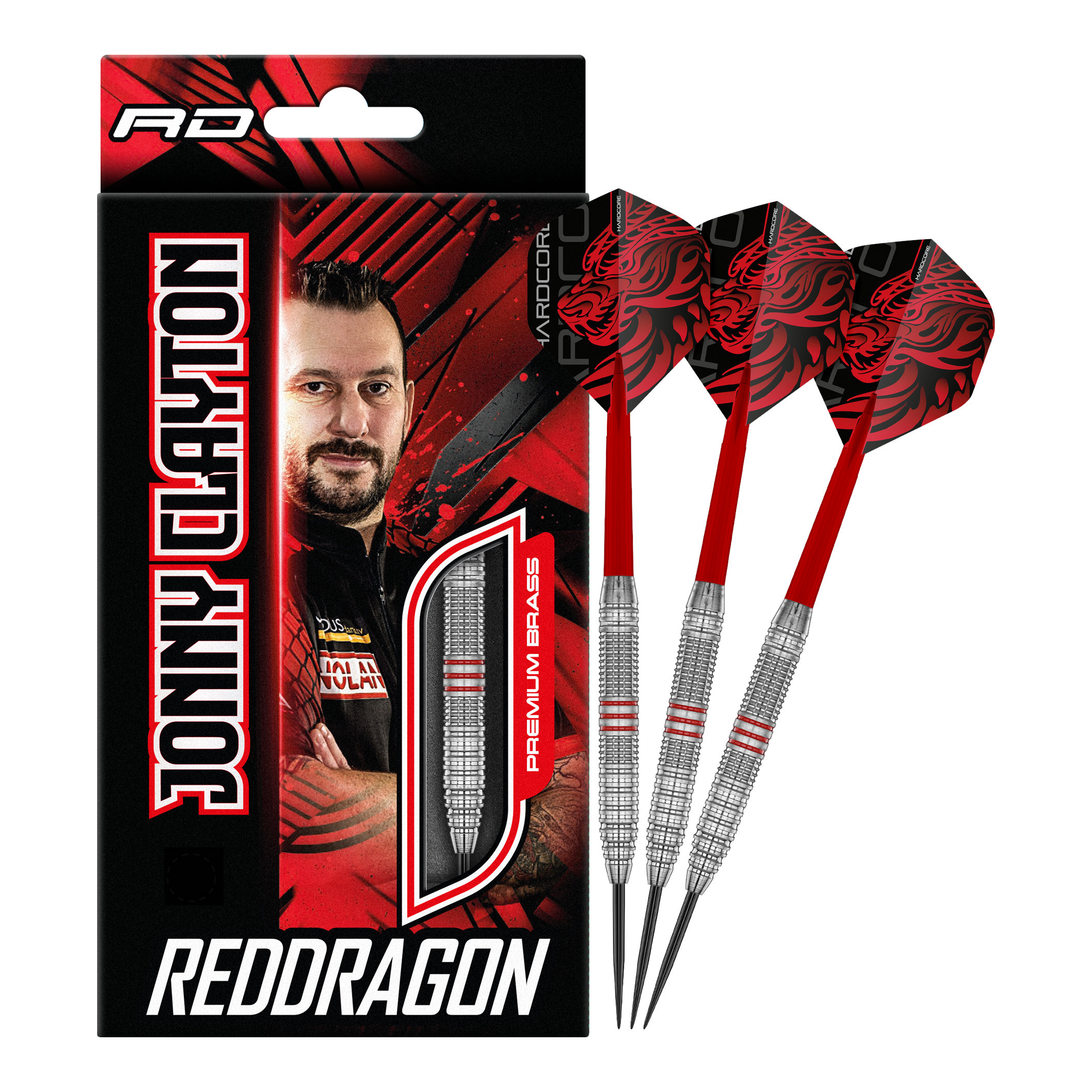 Dardos de latón y acero Red Dragon Jonny Clayton - 21 g Red Dragon Jonny Clayton Brass Steeldarts - 21 g wird gezeigt. Der Dartpfeil besteht aus Messing und ist optimal für Dartspieler.