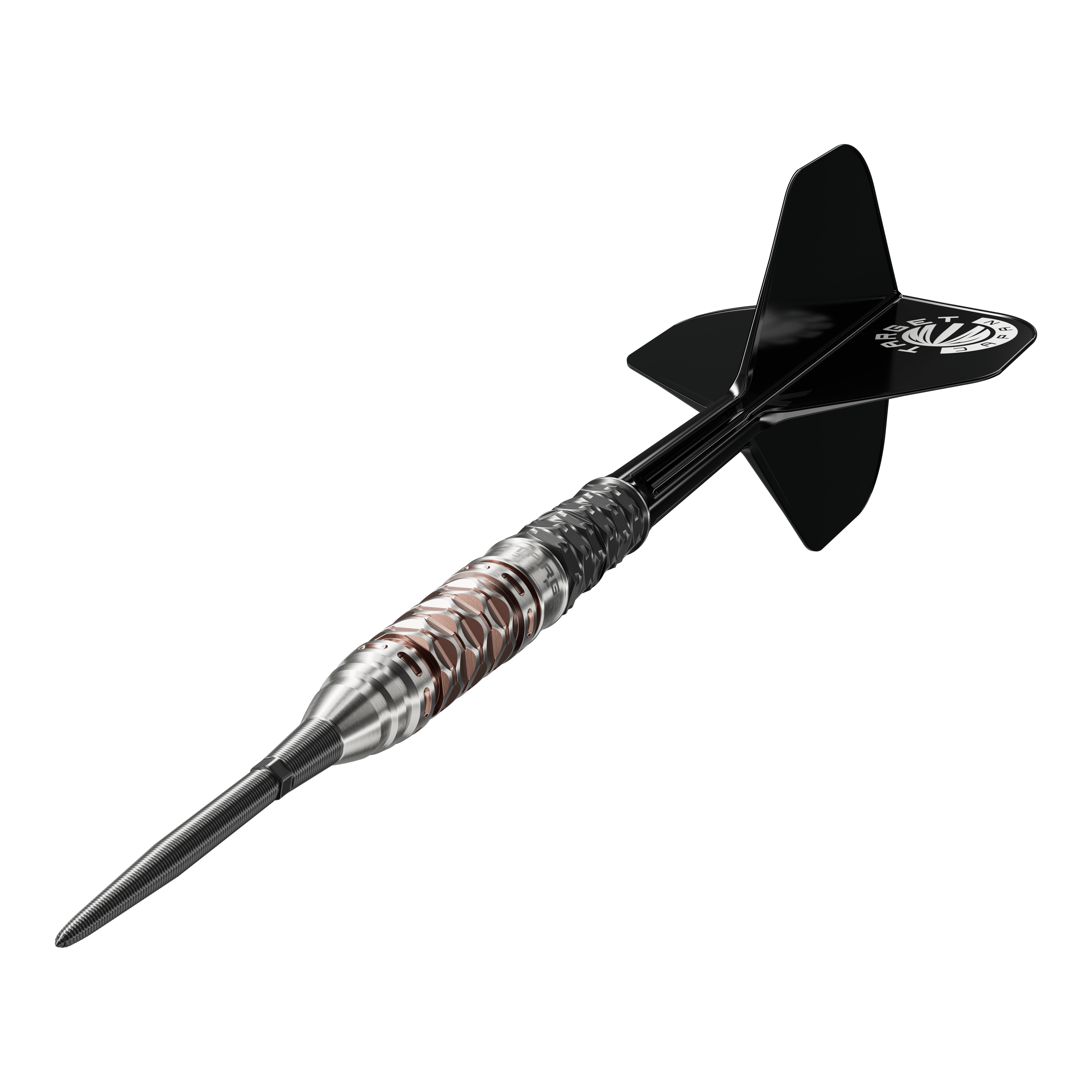 Dardos de acero Target Japan Charis GEN6 Swiss Point - 23 g Die Target Japan Charis GEN6 Swiss Point Steeldarts - 23g werden hier abgebildet. Man erkennt das schlanke Barrel und die präzise Verarbeitung.