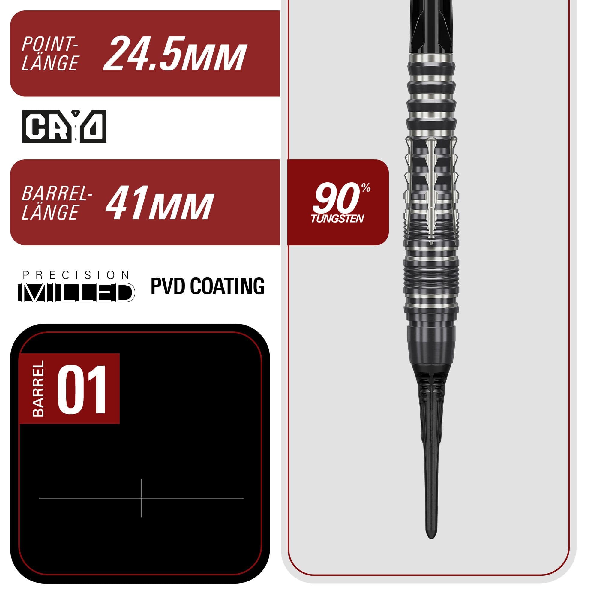 Dardos blandos Target Black Marque Blaze - 18 g Die Target Black Marque Blaze Softdarts - 18g sind abgebildet. Diese Darts zeichnen sich durch ihr elegantes schwarzes Design aus.