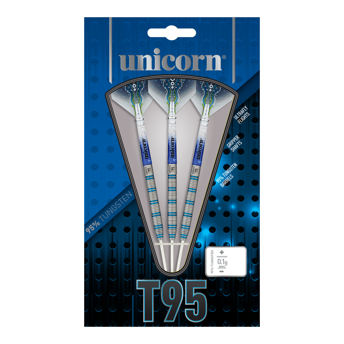Dardos de acero Unicorn T95 Core XL Azul Estilo 1