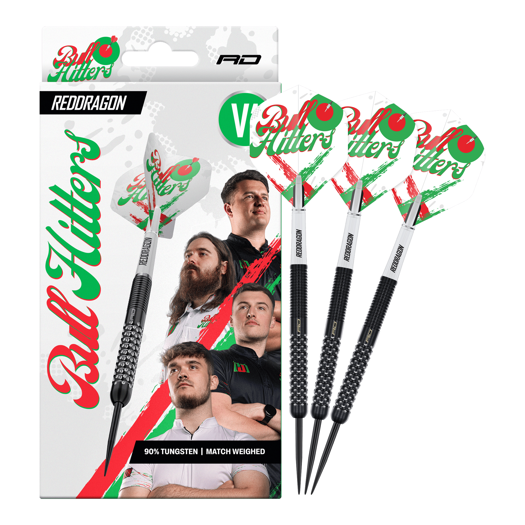 Dardos de acero Red Dragon Bullhitters V1 - 23 g Abgebildet ist der Red Dragon Bullhitters V1 Steeldarts - 23g in kompletter Ansicht. Das Produkt eignet sich für Steeldartspieler und wiegt 23 Gramm.