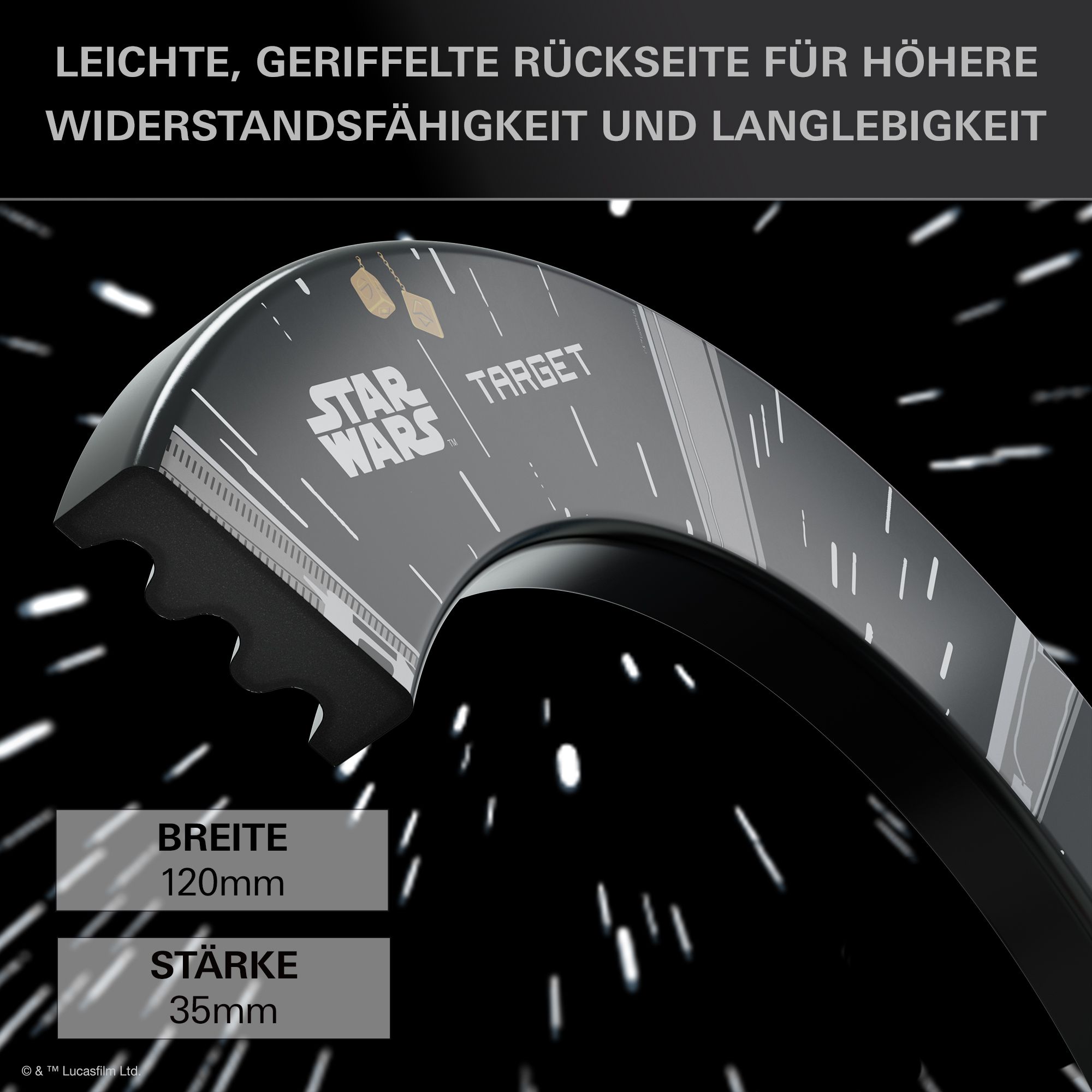 Paquete de dardos Target Star Wars Millennium Falcon TOR Das Bild zeigt das Target Star Wars Millennium Falcon Surround Board Bundle. Dieses Bundle ist vom Millennium Falcon aus Star Wars inspiriert und enthält eine Dartscheibe mit Surround.