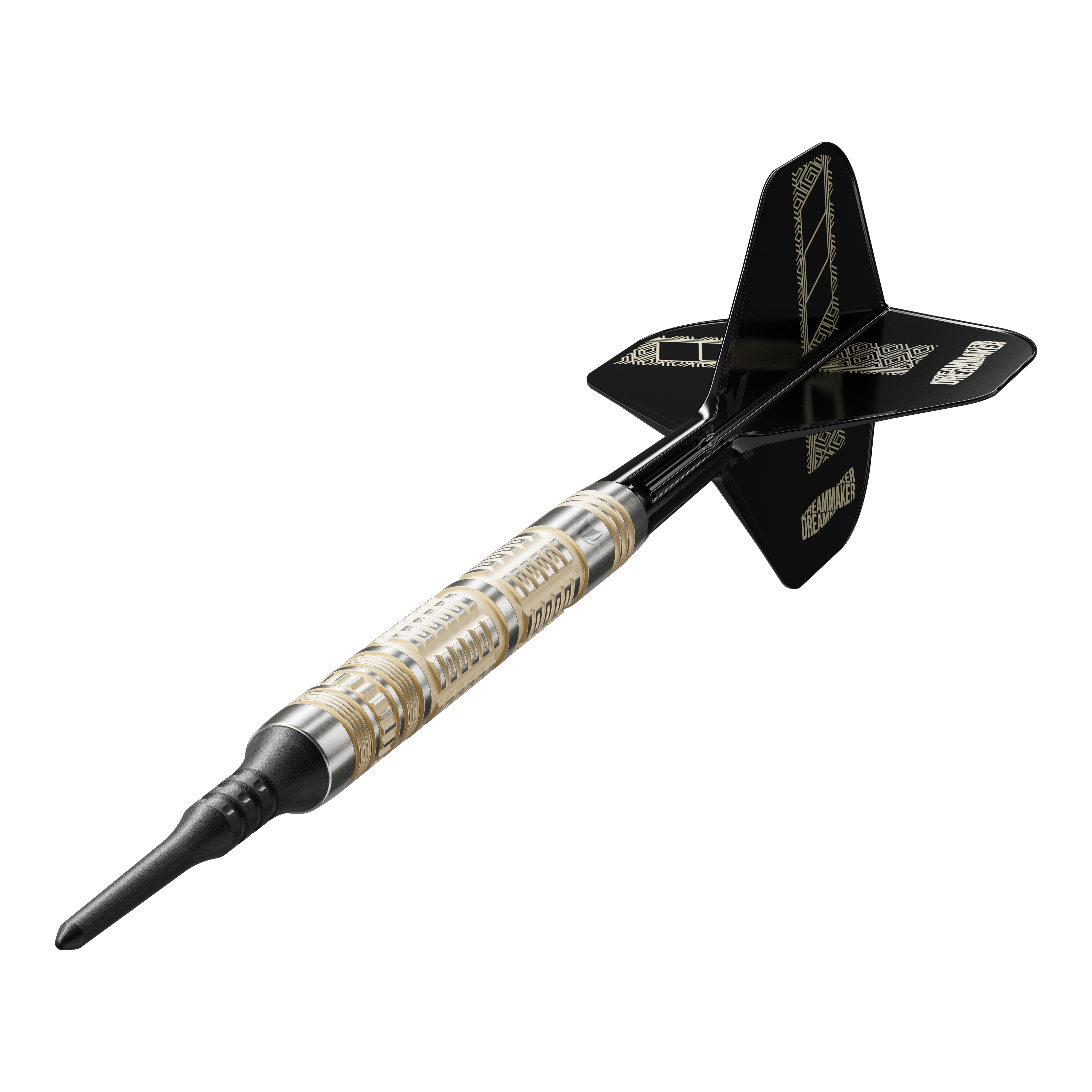 Abgebildet sind die Target Dimitri Van Den Bergh 95K Softdarts in der 19 Gramm Variante. Die Darts bieten eine hochwertige Verarbeitung und modernes Design.