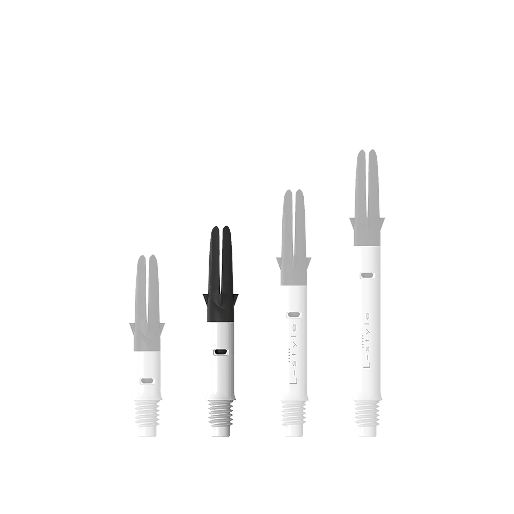 Flecha recta silenciosa de carbono estilo L - Blanca Zu sehen ist der L-Style L-Shaft Carbon Silent Straight in Weiß, Modell 190. Es handelt sich um ein hochwertiges Dartshaft-Zubehör.