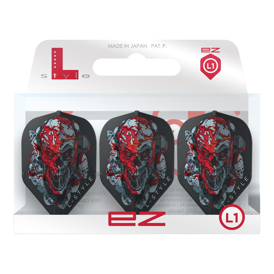 Plumas L-Style Ryan Searle Signature V4 Black L1EZ Abgebildet sind die L-Style Ryan Searle Signature V4 Black L1EZ Flights. Sie sind schwarze Signature-Flights für professionelle Dartspieler.
