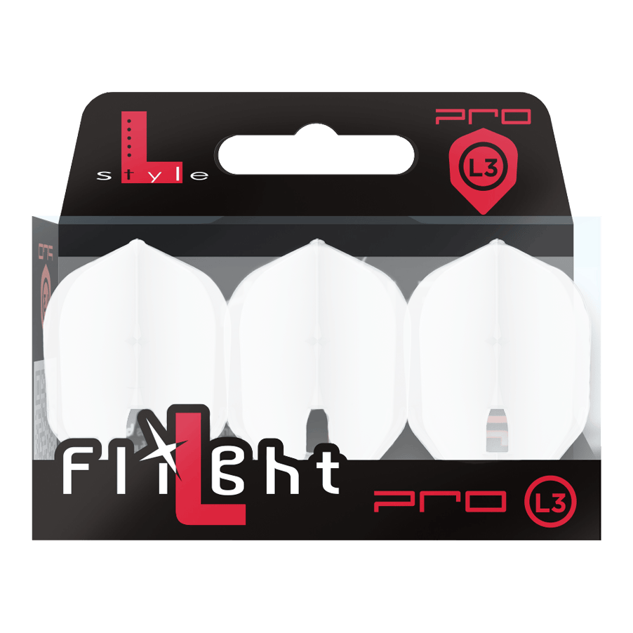 Vuelos con forma L-Style Champagne L3PRO Das Bild zeigt ein Produkt mit dem Namen 'L-Style Champagne L3PRO Shape Flights White 2'. Es handelt sich vermutlich um einen weißen Dart-Flug in spezieller Form.