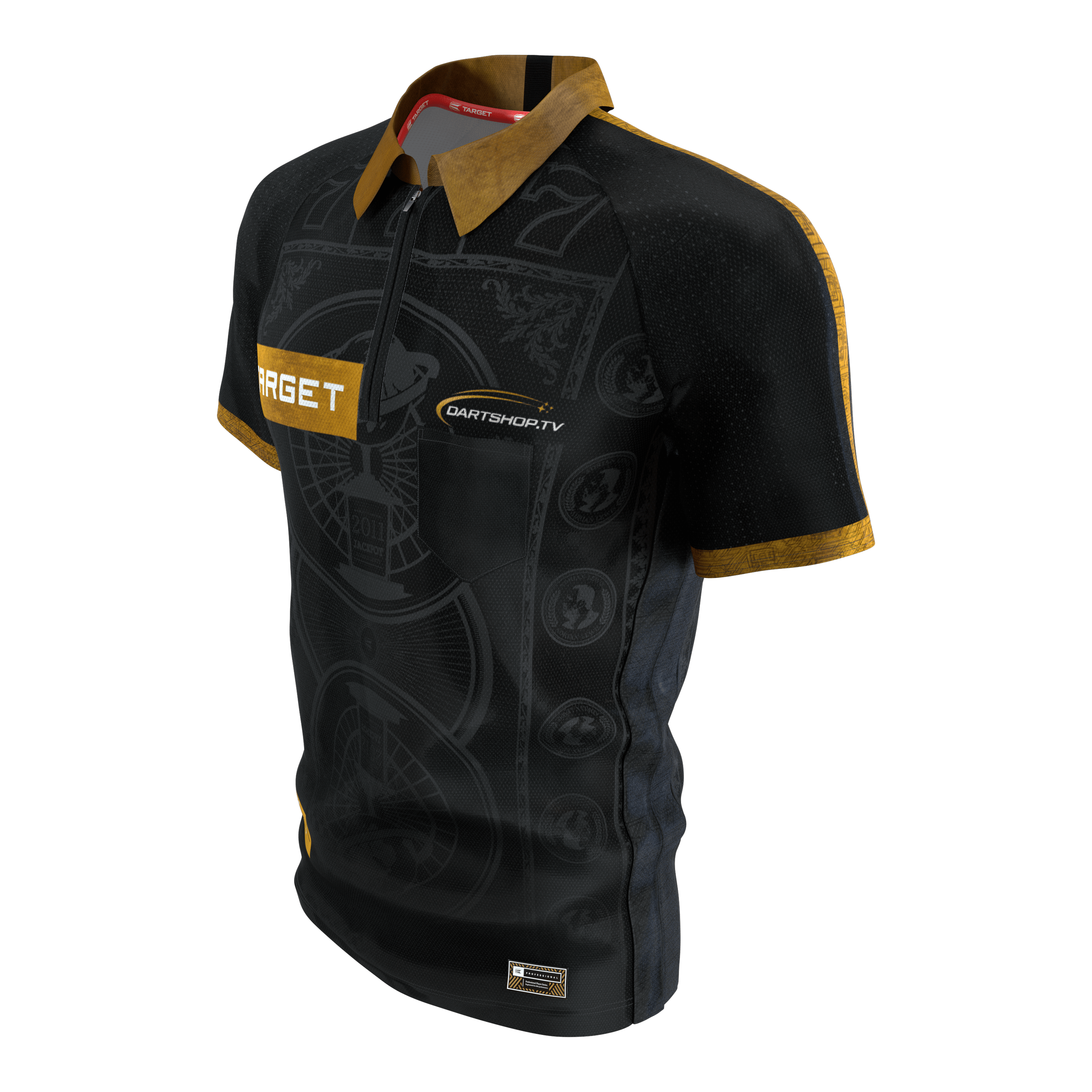 Camiseta de dardos de Adrian Lewis de Target 2026 Das Bild zeigt das Target Adrian Lewis Dartshirt 2026. Das Dartshirt ist ein offizielles Sporttrikot mit markantem Design.