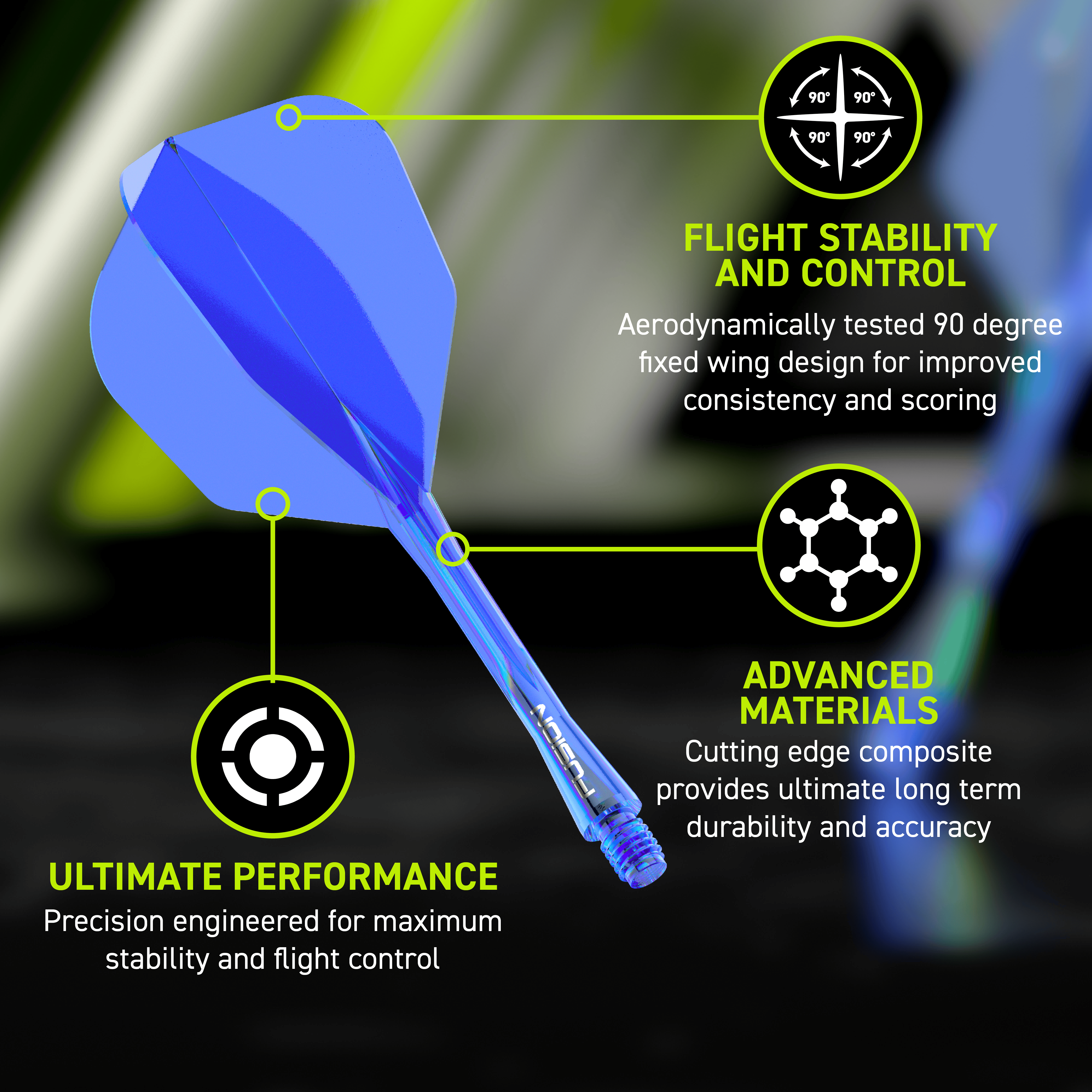 Sistema de eje de vuelo Winmau Fusion No6 Azul Das Winmau Fusion Flight-Shaft-System No6 in Blau ist zu sehen. Es bietet eine moderne Lösung für Dartspieler.