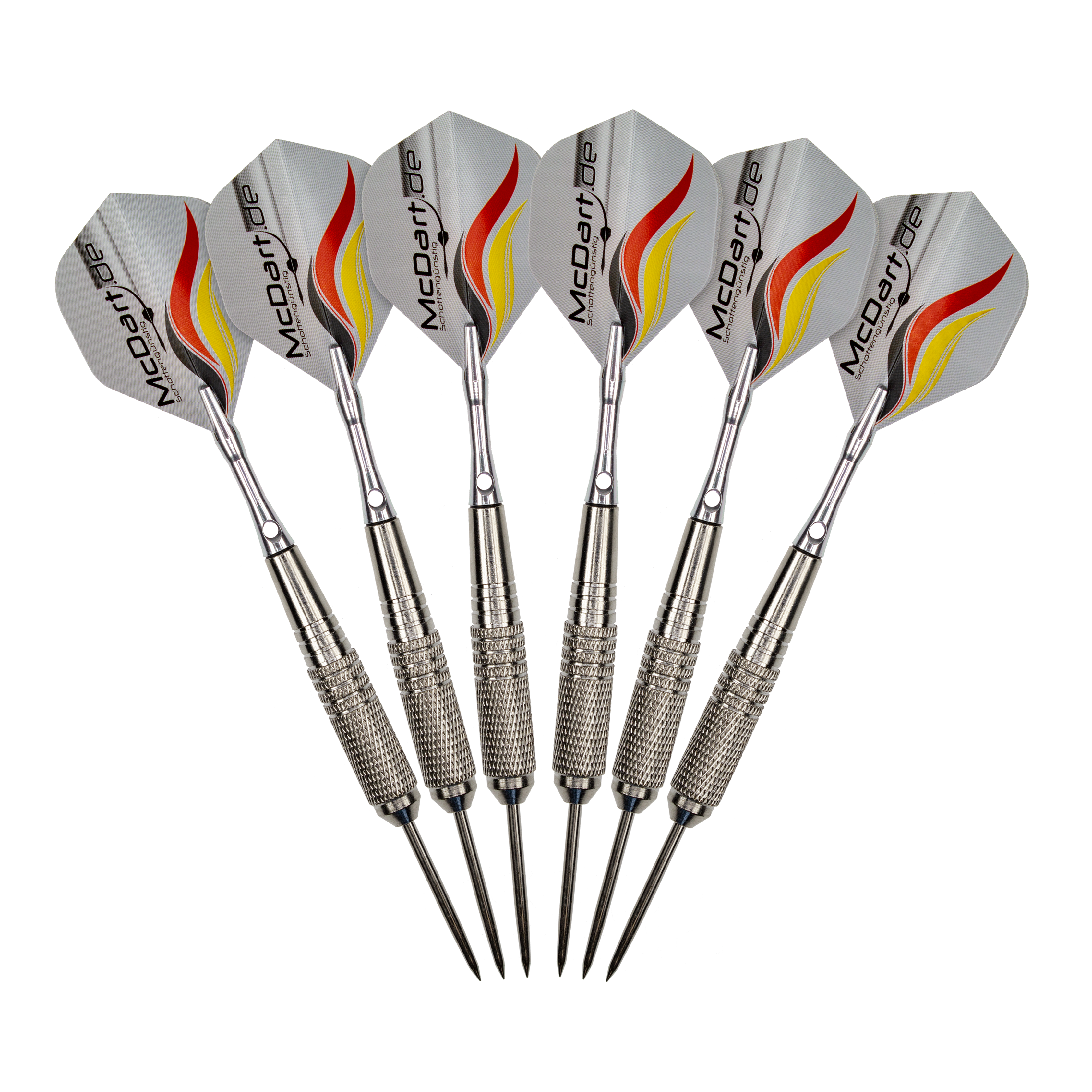 Paquete de inicio McDart Dardo de acero Das Bild zeigt ein McDart Starterpack. Es eignet sich hervorragend für Einsteiger im Dartsport.