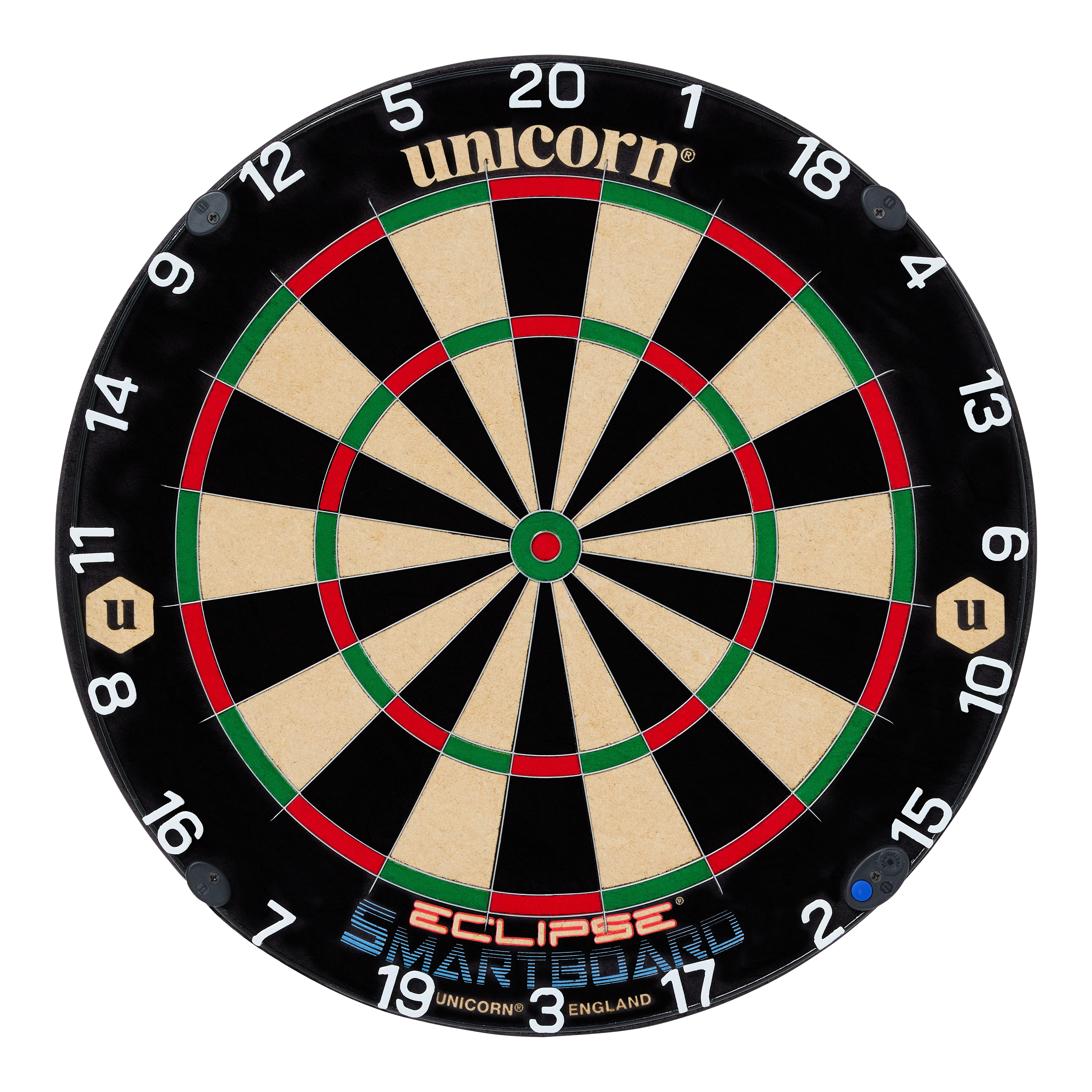 Diana de dardos de acero Unicorn Eclipse Smartboard Unicorn Eclipse Smartboard Steeldartboard ist rund dargestellt. Die Zahlen und Segmente sind präzise.