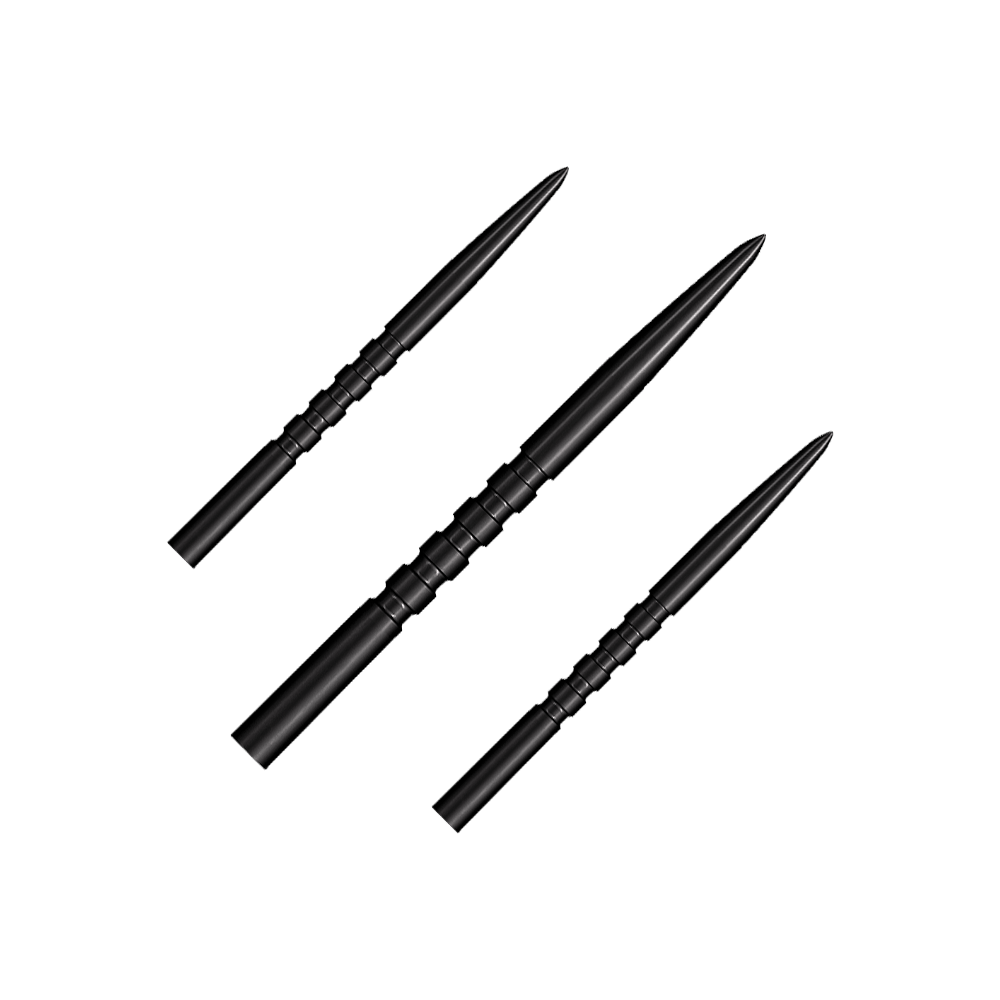 Puntas de dardos Shot Grip Point de acero - Negras Das Foto zeigt ein Set schwarzer Steeldartspitzen. Es handelt sich um das Modell Grip Point mit 35 mm Länge.