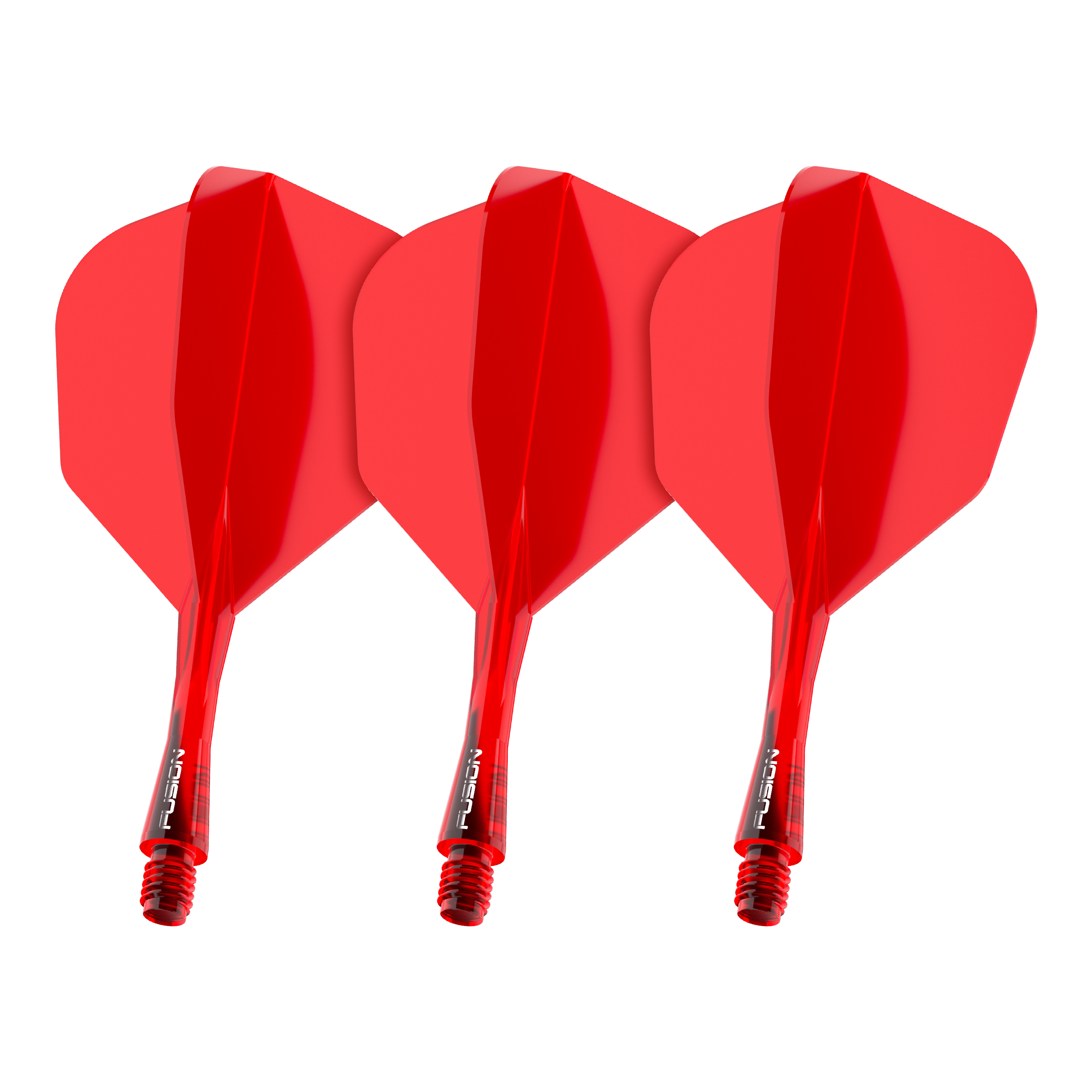 Dieses Bild zeigt das Winmau Fusion Flight Shaft System No6 in Rot mit einer Länge von 22 mm. Es handelt sich um ein Set für Dartpfeile.