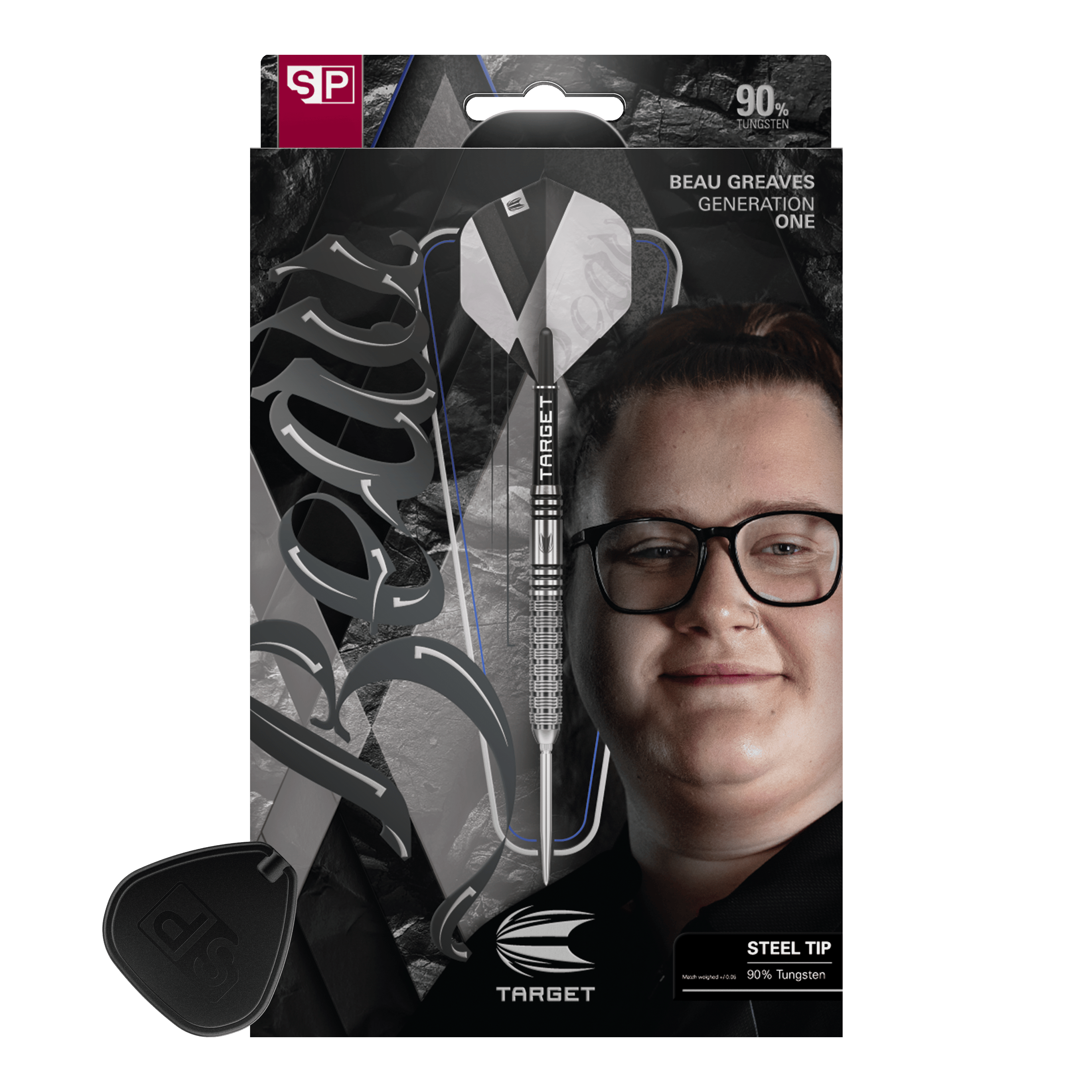 Gezeigt wird das Set Target Beau Greaves GEN1 Swiss Point Steeldarts. Diese Darts sind ideal für Dartspieler und Fans von Beau Greaves.