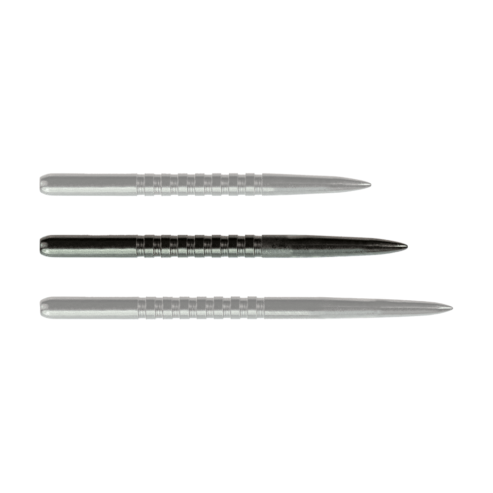 57752_Bulls_GP3_Steeldartspitzen_Schwarz_38mm_1QINSFTy8y5qPM Das Bild zeigt drei schwarze Steeldartspitzen des Modells "Bulls GP3". Sie sind nebeneinander auf einem weißen Hintergrund angeordnet.