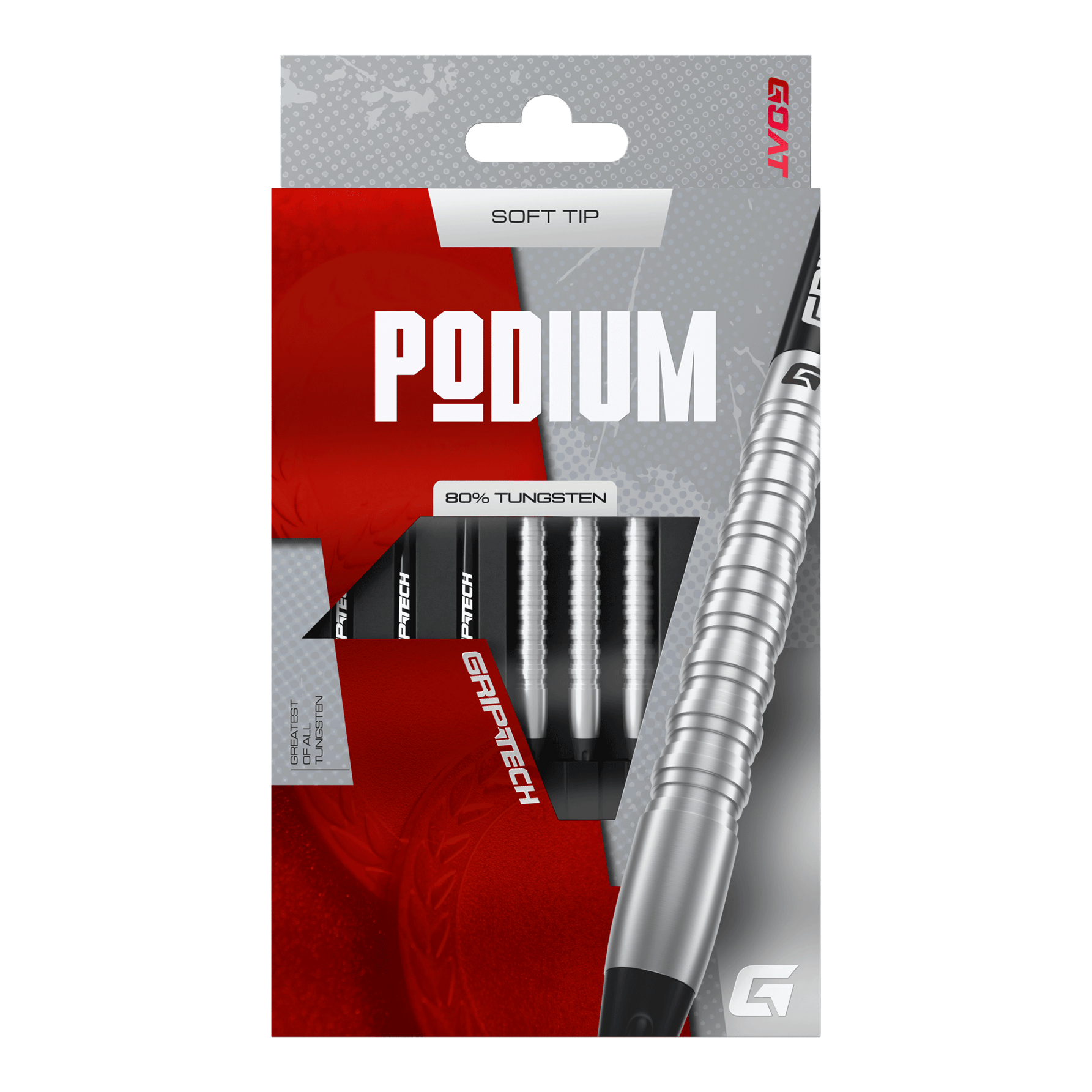 Dardos suaves GOAT Podium Silver - 18 g Das Foto zeigt die GOAT Podium Silver Softdarts mit 18g Gewicht. Diese silbernen Softdarts eignen sich ideal für Dartspieler.