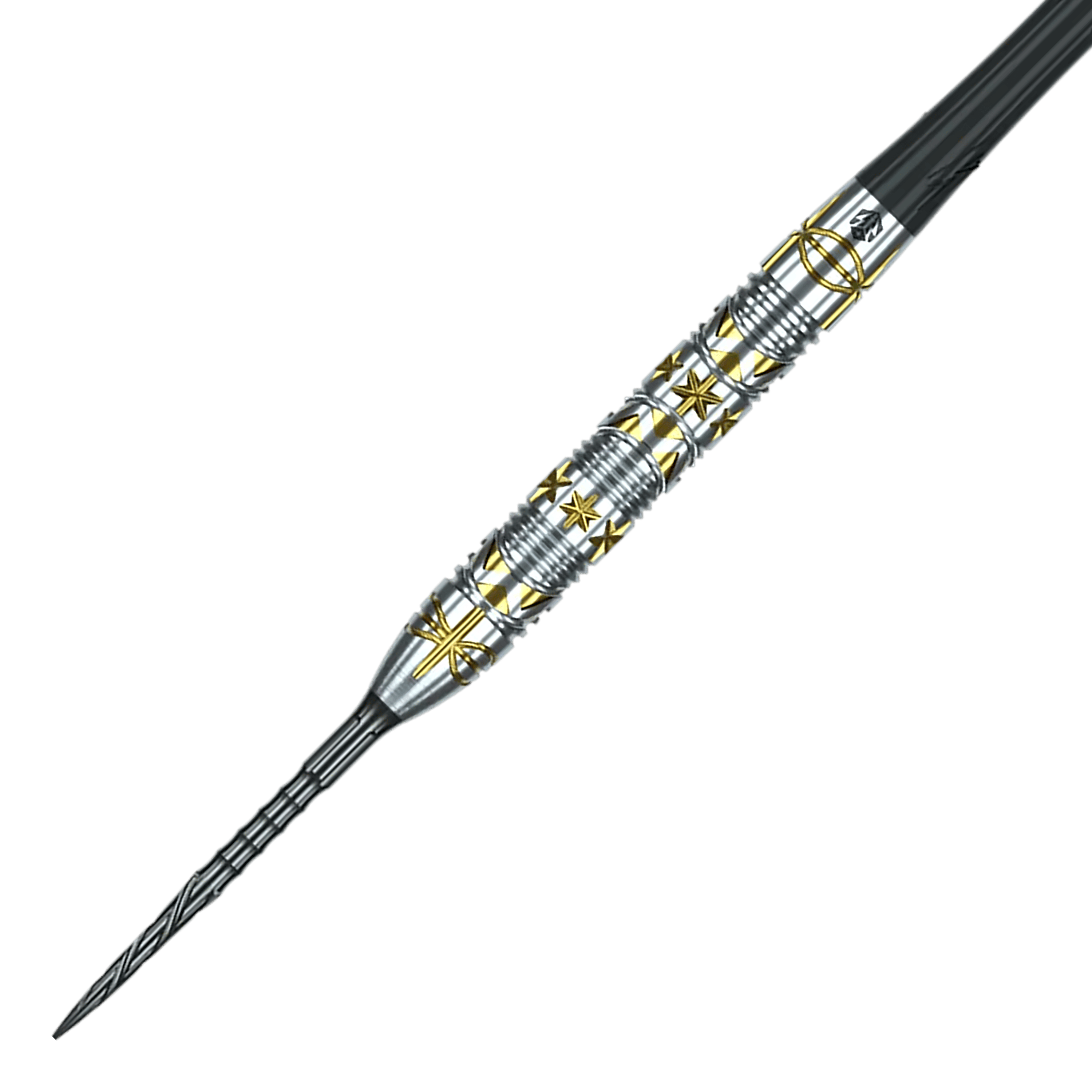 Dardos de acero Caliburn Halo H1 - 22,5 g Das Bild zeigt die Caliburn Halo H1 Steeldarts mit einem Gewicht von 22,5 g. Die Darts haben ein elegantes Design und sind besonders für präzise Würfe geeignet.