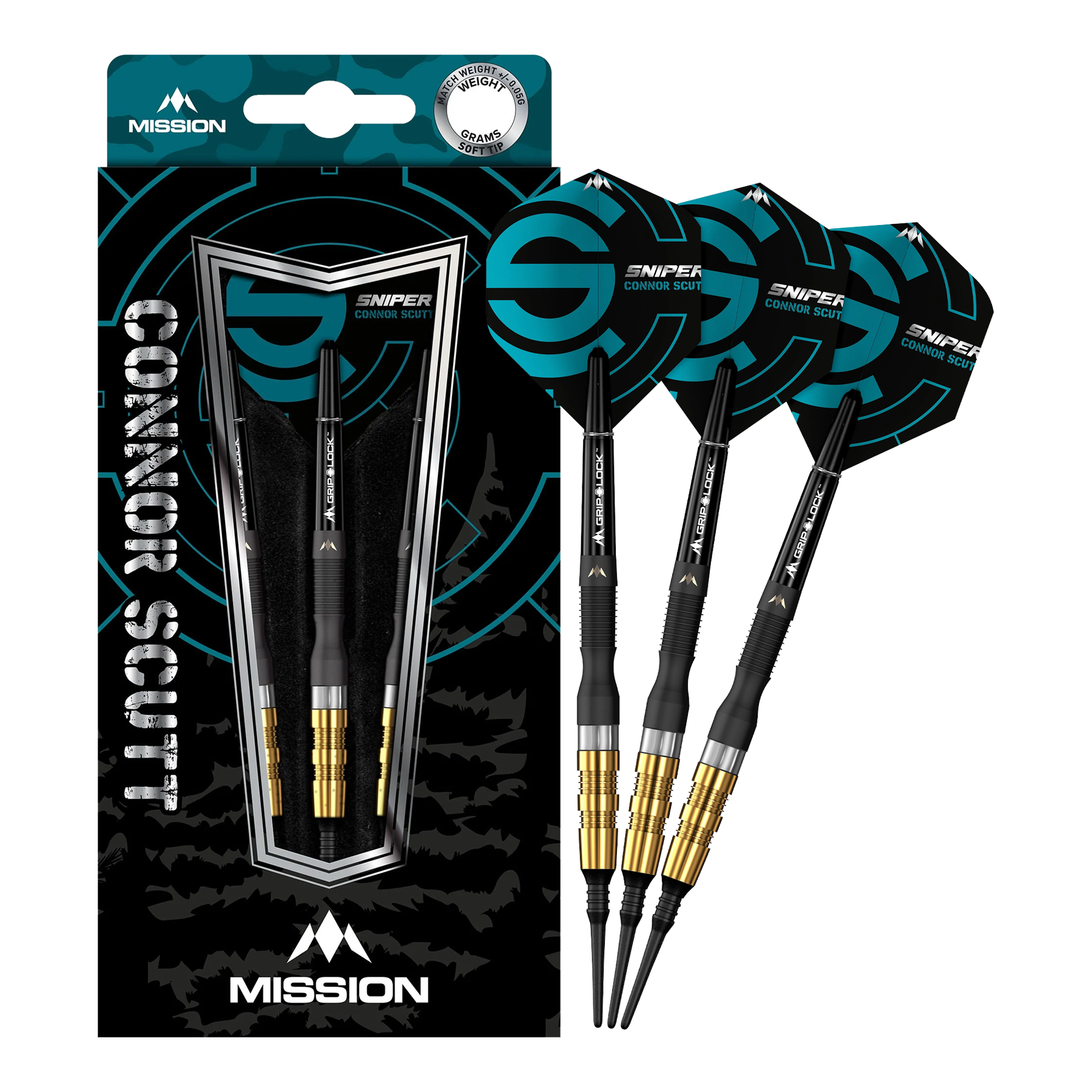 Mission Connor Scutt Sniper Black Gold Softdarts - 20g Mission Connor Scutt Sniper Black Gold Softdarts - 20g