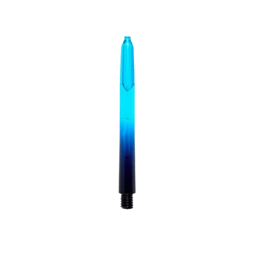 Varillas Pentathlon Vignette Plus negras/cian Das Bild zeigt einen Pentathlon Vignette Plus Shaft in den Farben Schwarz und Cyan. Der Schaft hat ein Farbverlauf-Design, das von unten nach oben von Schwarz zu Cyan wechselt.