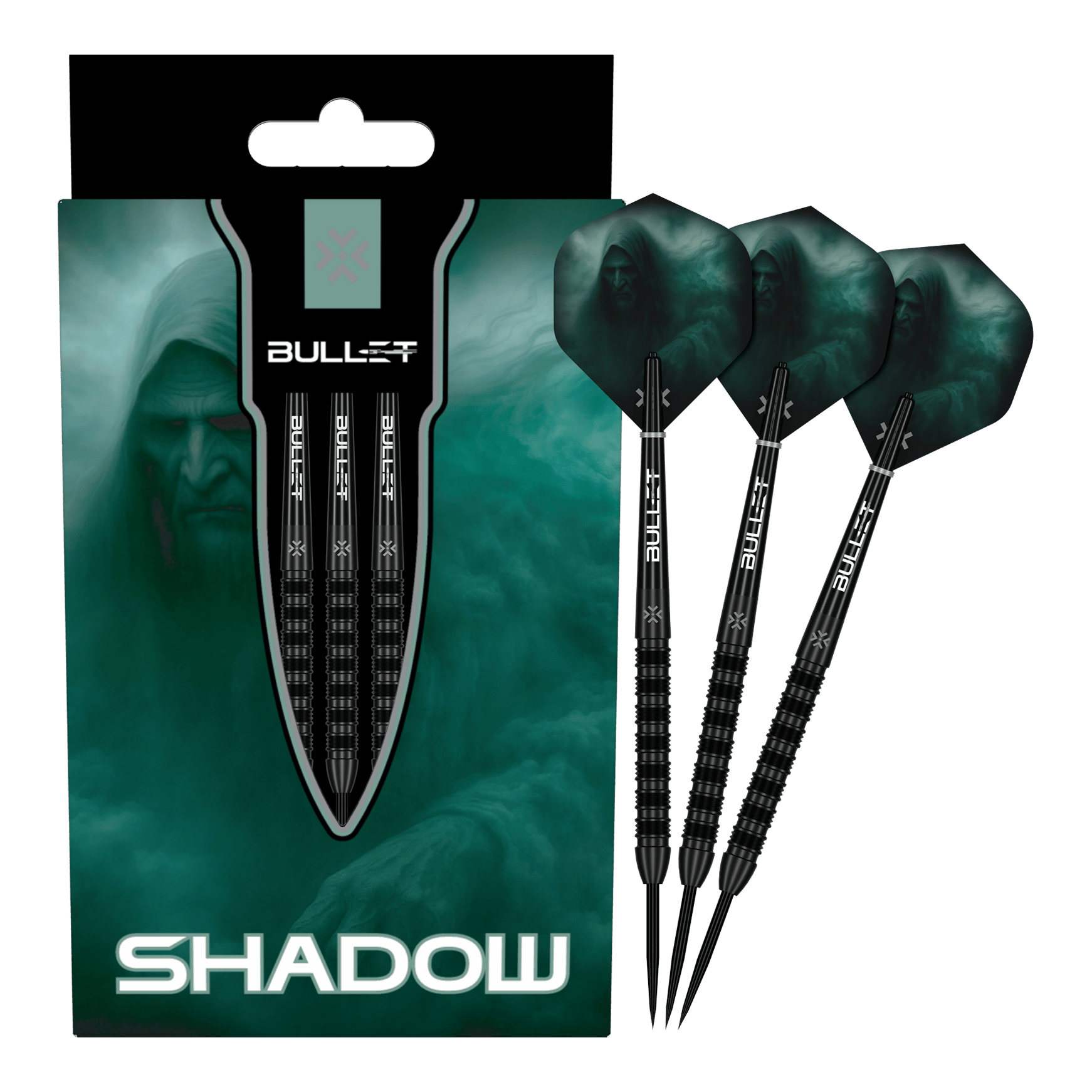 Dardos de acero Bullet Shadow Das Bild zeigt die Bullet Shadow Steeldarts. Sie sind hochwertige Steeldarts mit einem modernen Design.