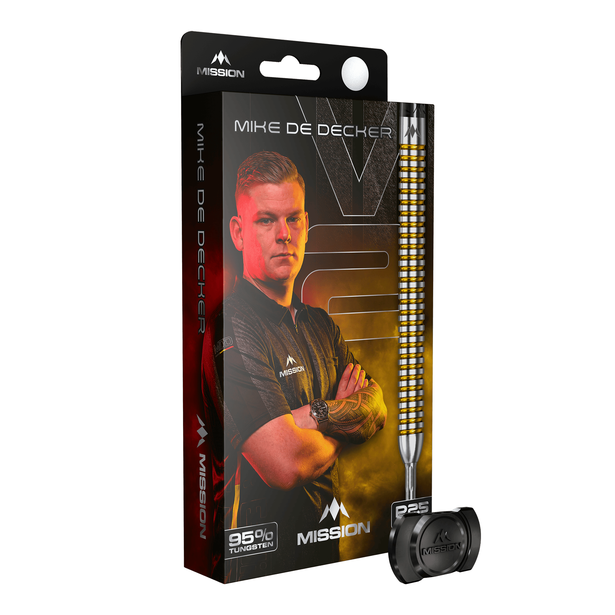 Dardos de acero Mission Mike De Decker V2 R2.5 Zu sehen sind die Mission Mike De Decker V2 R2.5 Steeldarts. Die Darts sind für präzises Werfen beim Steeldart entwickelt.