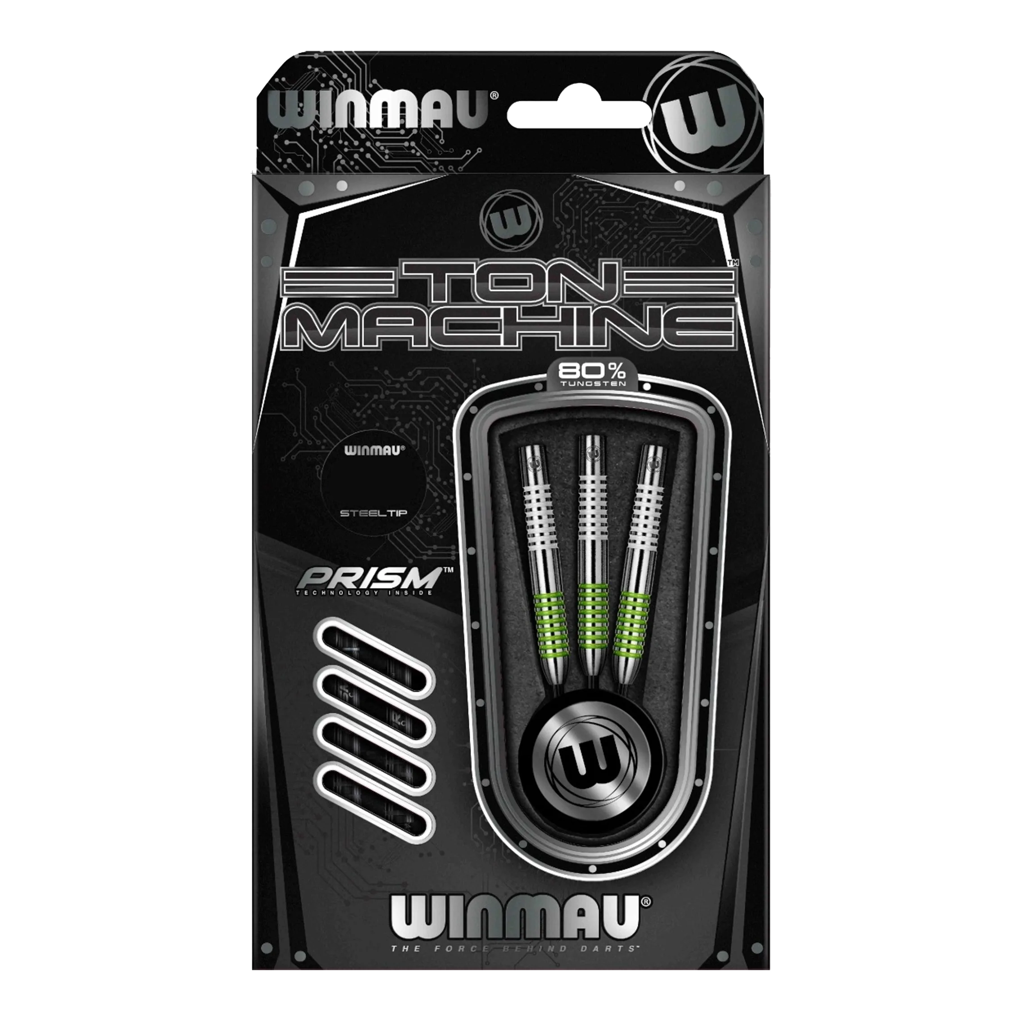 Dardos de acero Winmau Ton Machine Die Abbildung zeigt die Winmau Ton Machine Steeldarts. Es handelt sich um hochwertige Dartpfeile für Steeldartspiele.