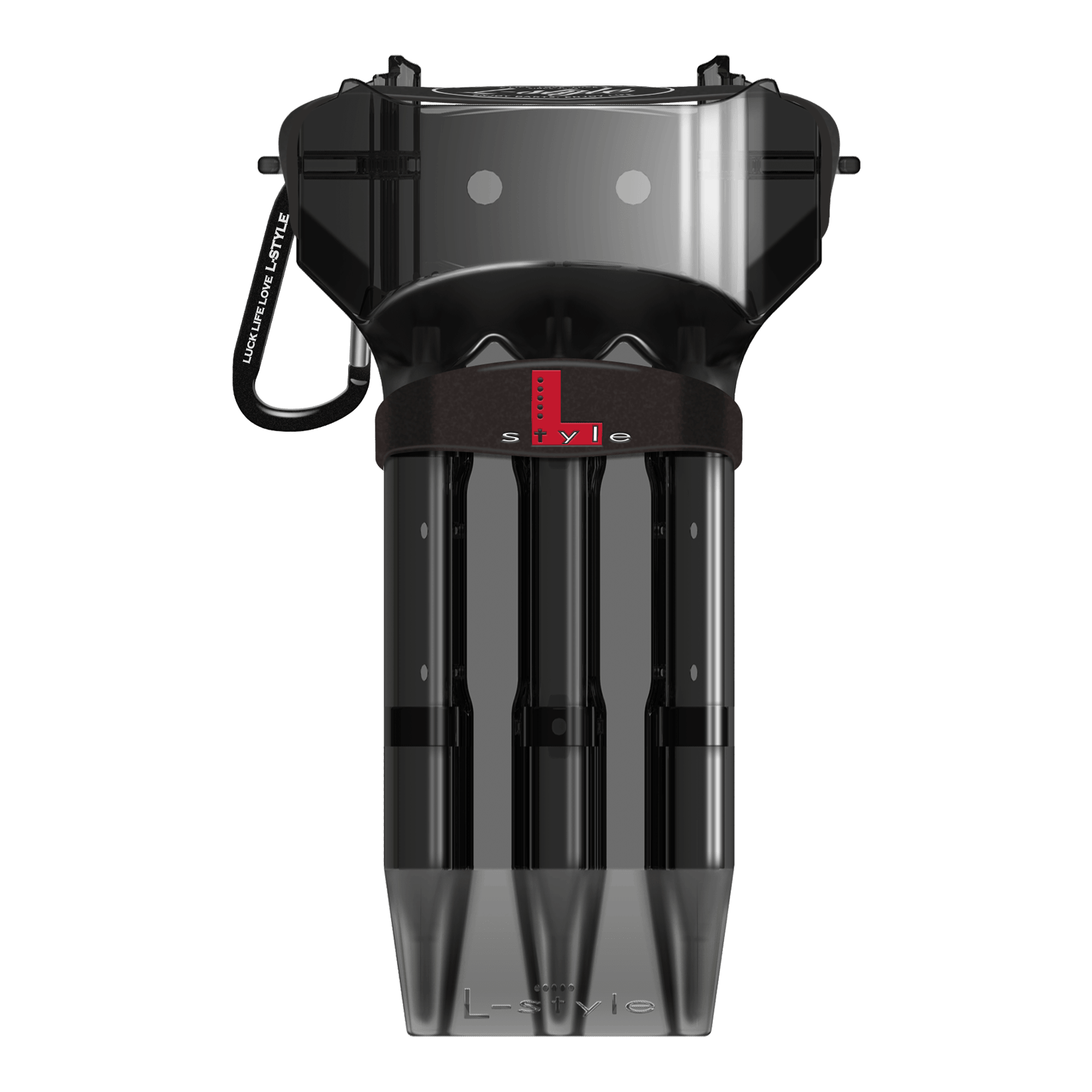 Estuche para dardos Krystal One de color sólido estilo L Dies ist ein schwarzes Dartcase der Marke L-Style. Das Etui hat eine transparente Vorderseite und bietet Platz für drei Darts.