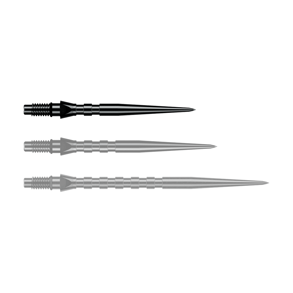 Puntas de dardos de acero Winmau Switch Point Groove - Negras Abgebildet ist eine einzelne schwarze Winmau Switch Point Groove Steeldartspitze, 26 mm lang. Sie eignet sich zum Austausch von Steeldartspitzen.
