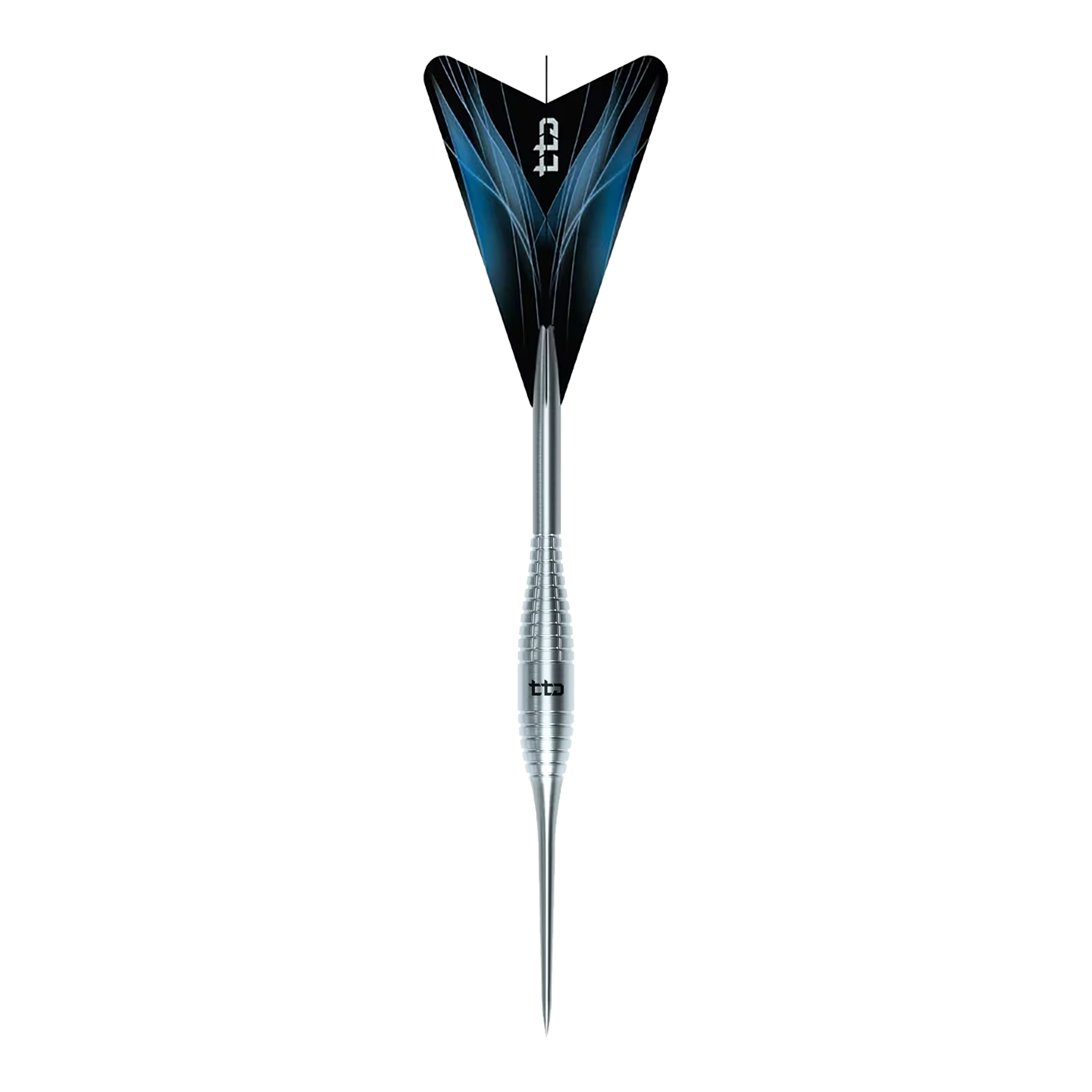 Abgebildet ist das Produkt Caliburn TTD Complete Titanium T2 Silver Steeldarts - 6g. Diese silbernen Steeldarts bestehen aus Titan und wiegen 6 Gramm.