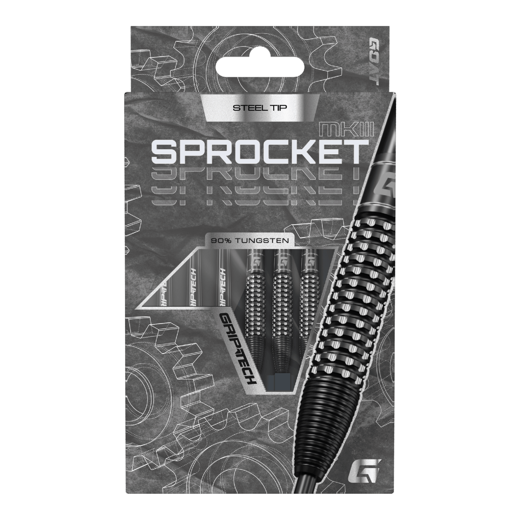 Dardos de acero GOAT Sprocket MKIII Bomb Das Produkt GOAT Sprocket MKIII Bomb Steeldarts wird präsentiert. Der Steeldartpfeil ist in Nahaufnahme dargestellt.