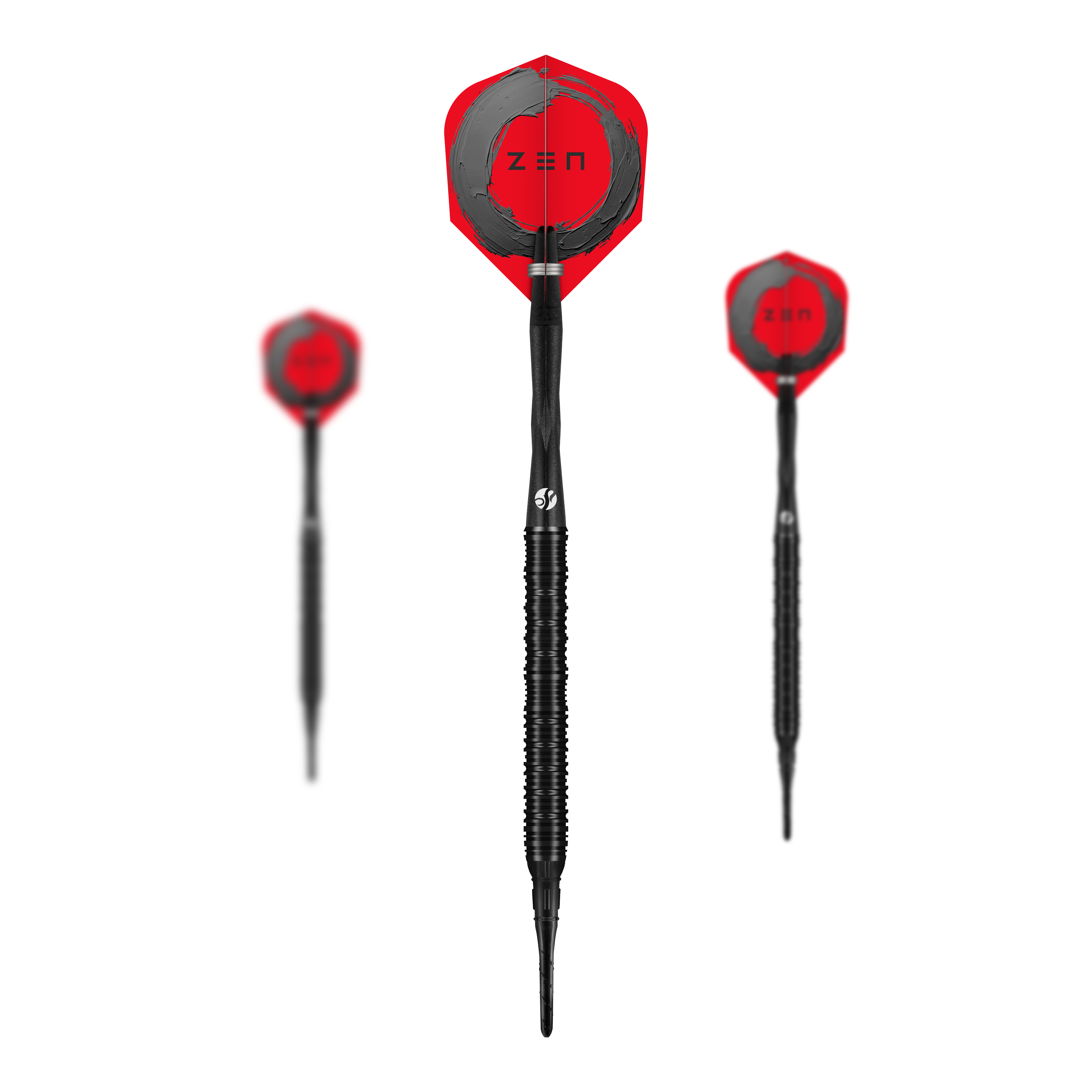 Dardos blandos rectos Shot ZEN - 20 g Das Bild zeigt ein Set der Shot ZEN Straight Softdarts - 20g. Das Set ist komplett für den Dartgebrauch ausgelegt.